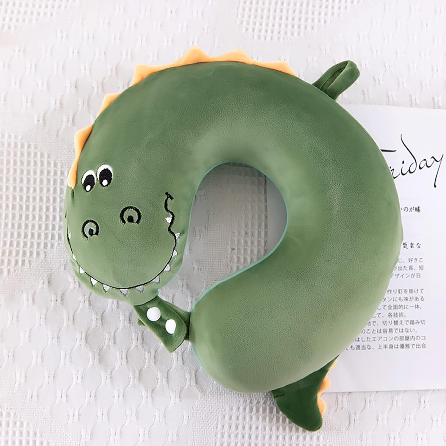Kids Neck Pillow for Traveling, Upgraded Cartoon Cute Travel Neck Pillow for Kids Boys & Girls, Airplane Memory Foam Travel Pillow for Flight Headrest Sleep, Portable Plane Accessories (Crocodile) image number 4