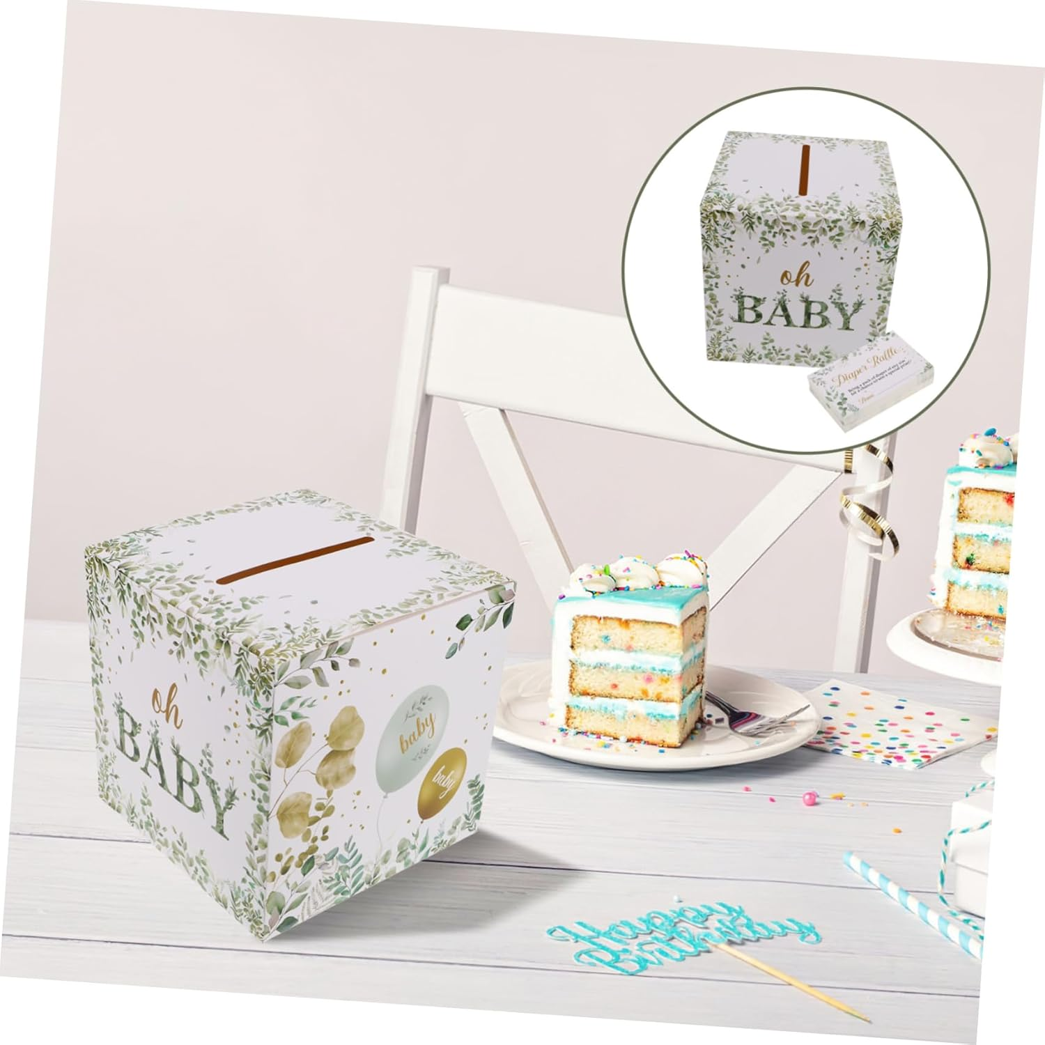 Diaper Raffle Game Greenery Shower Decoration Receiving Box for Party for Shower Prizes image number 3