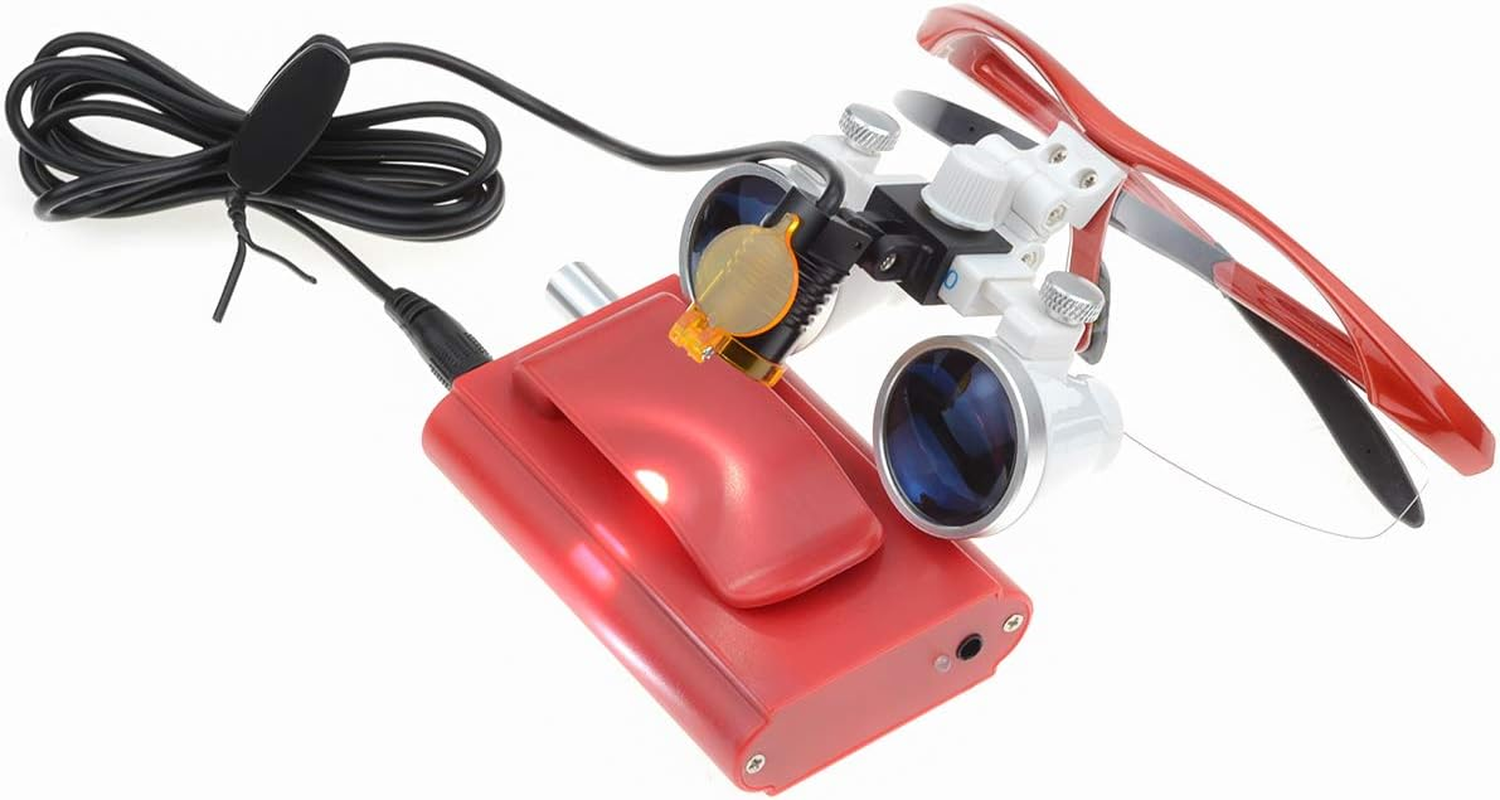 Tankredrug 3.5X420Mm Loupe with 3W LED Headlight Plastic Optical Clip Filter Large Working Distance, Portable Plastic Headlamp Red Aluminum Box image number 5
