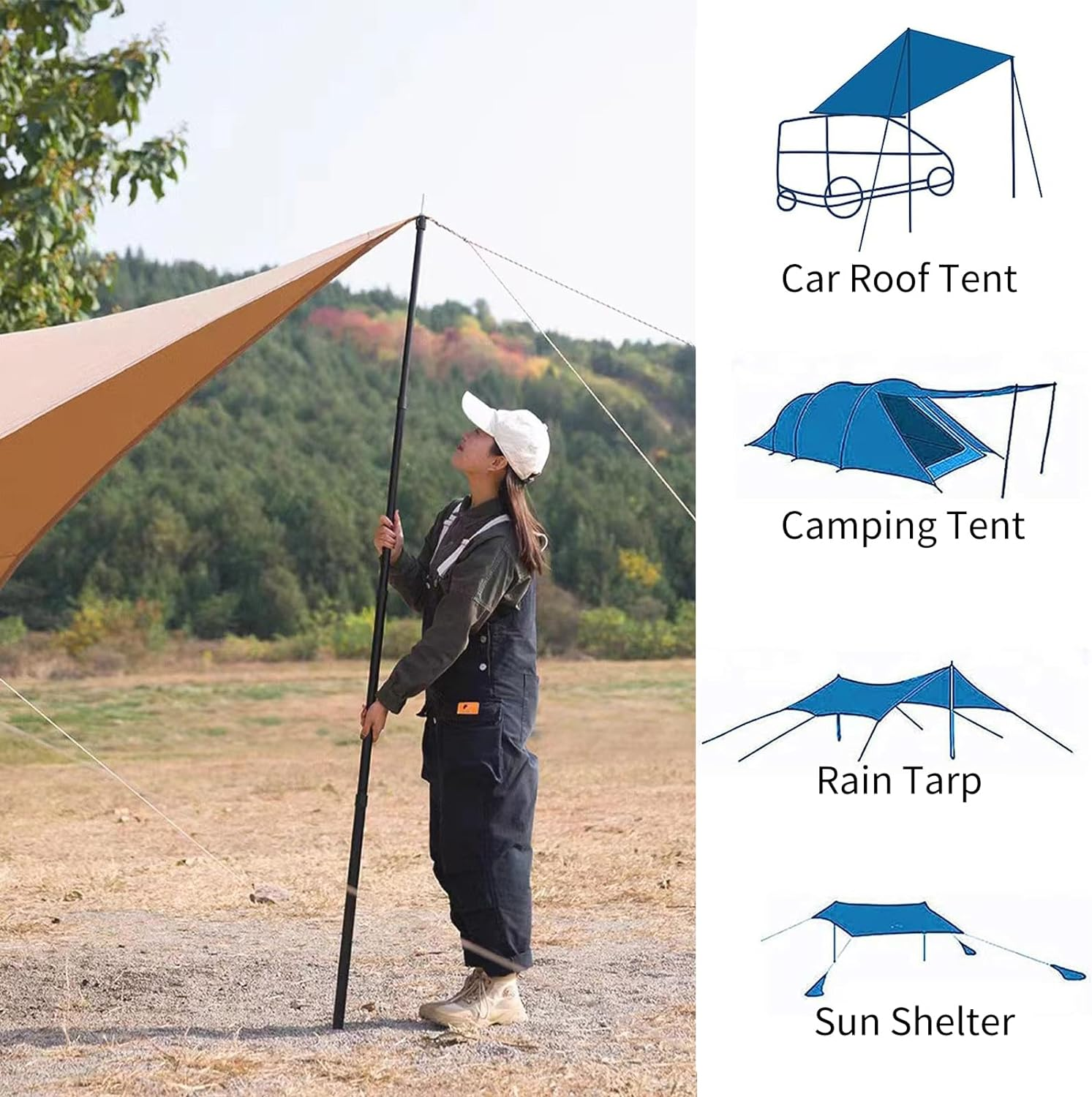 Telescoping Tent Poles - Adjustable Aluminum Camping Tarp Poles Heavy Duty Rods for Tent Fly, Awning, Outdoor Canopy, Hiking, Backpacking, Rainfly Shelter, Set of 2 (Black) image number 2