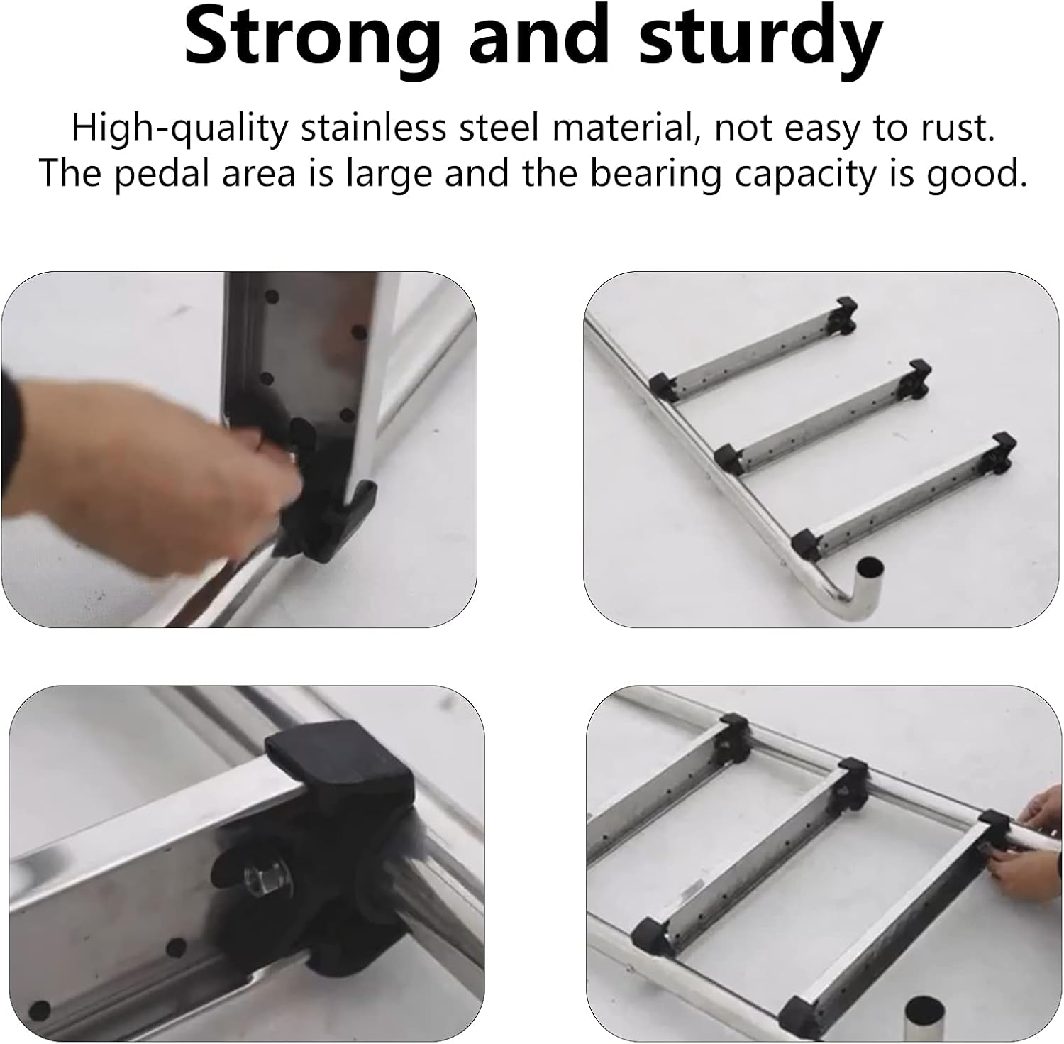 Replacement Pool Ladder Steps, Stainless Steel Replacement Ladder Rung Steps Anti‑Skid Padded Pedal Easy to Install Pool Steps with Screw for Swimming Pool Spa Hot Spring Escalator Pedal image number 2