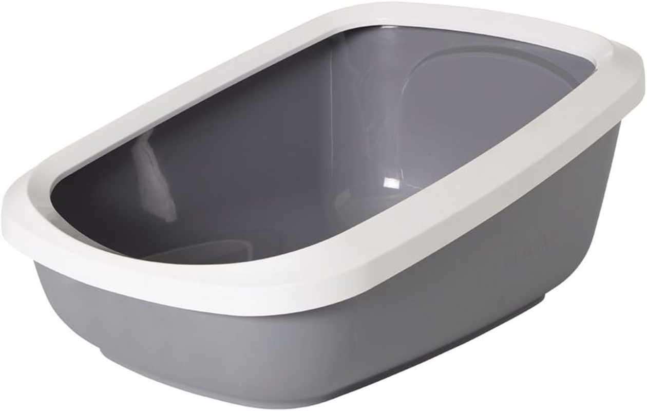Nobby 72185 "Aseo Jumbo Cat Litter Tray with Rim, 67.5 X 48 X 28 Cm, Grey-White image number 2