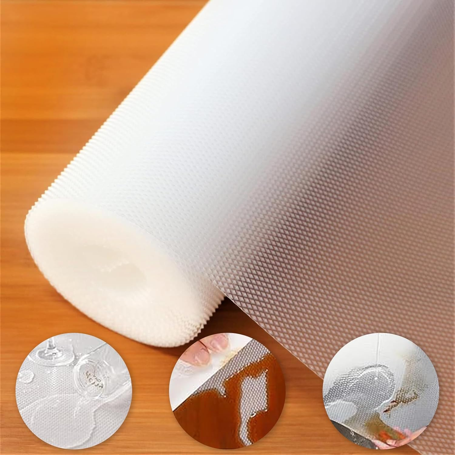 17.7&times;196.8In Shelf Liner,Non Adhesive Drawer Liners,Non-Slip Cabinet Liner,Washable Oil-Proof,For Cabinets, Storage, Kitchen,Desks,Shelf Liners-Clear,（45 * 500CM 1 Roll） image number 3