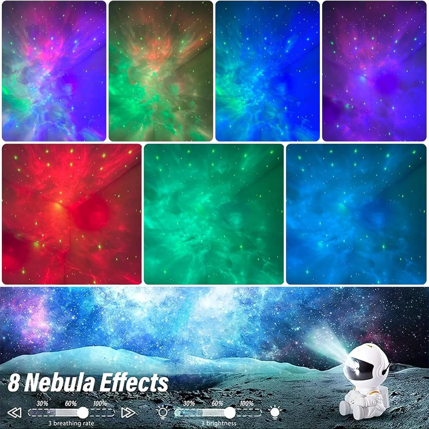 Astronaut Galaxy Star Projector, Galaxy Light Projector, Space Planetarium Projector, Kids Night Light, 8 Modes Remote and 360&deg; Adjustable Star Lights Projector for Bedroom, Ceiling, Party Decor Gifts