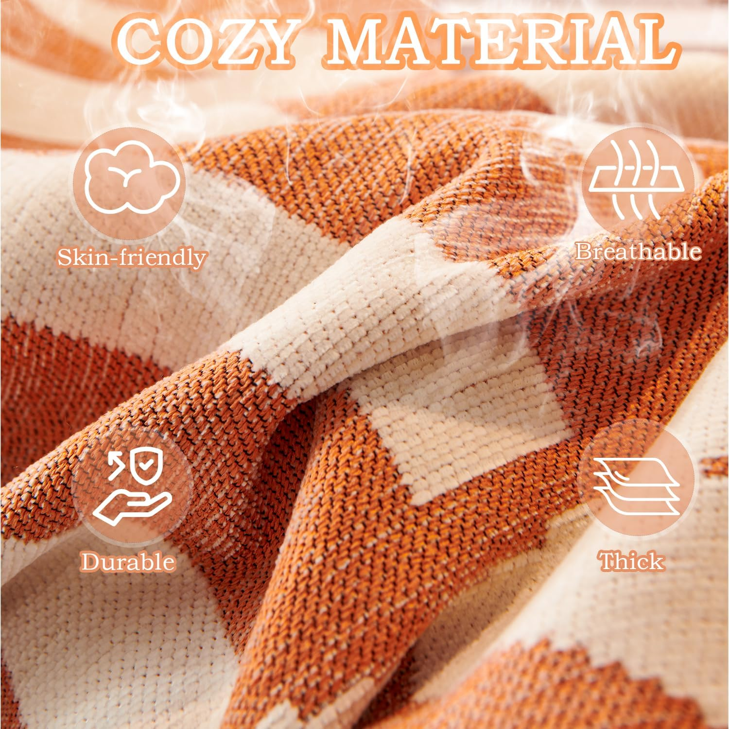 Boho Sofa Covers for Dogs Couch Sofa Covers Cushion Couch Sofa Chenille Sofa Slipcover Washable Sectional L Shaped Cover Pets Protector (Orange, XL(71" X 134"/180Cmx340Cm))