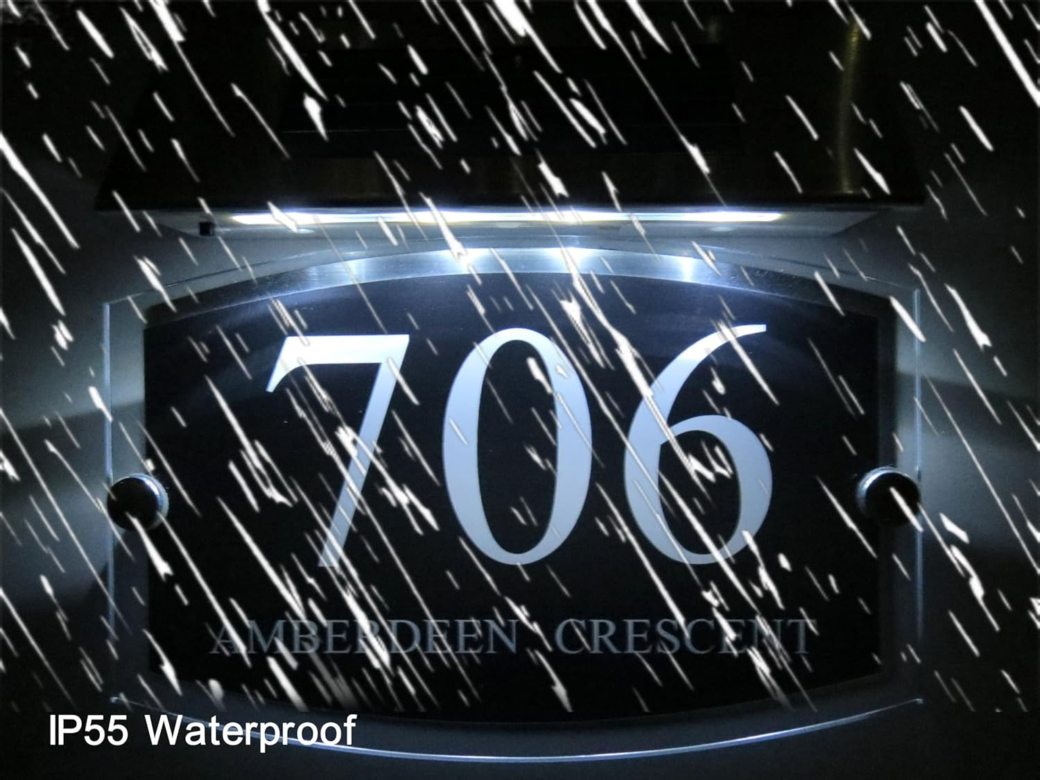 Waterproof Solar Light House Signs Plaques Door Numbers 1-99999 Street Name LED Modern