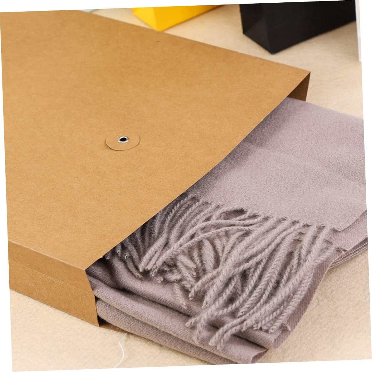 ARTIBETTER 6Pcs A4 Kraft Paper File Bag Document Carrier with Square Bottom 24X34X4Cm Vertical Paper Organizer Suitable for Office Business Storage image number 4