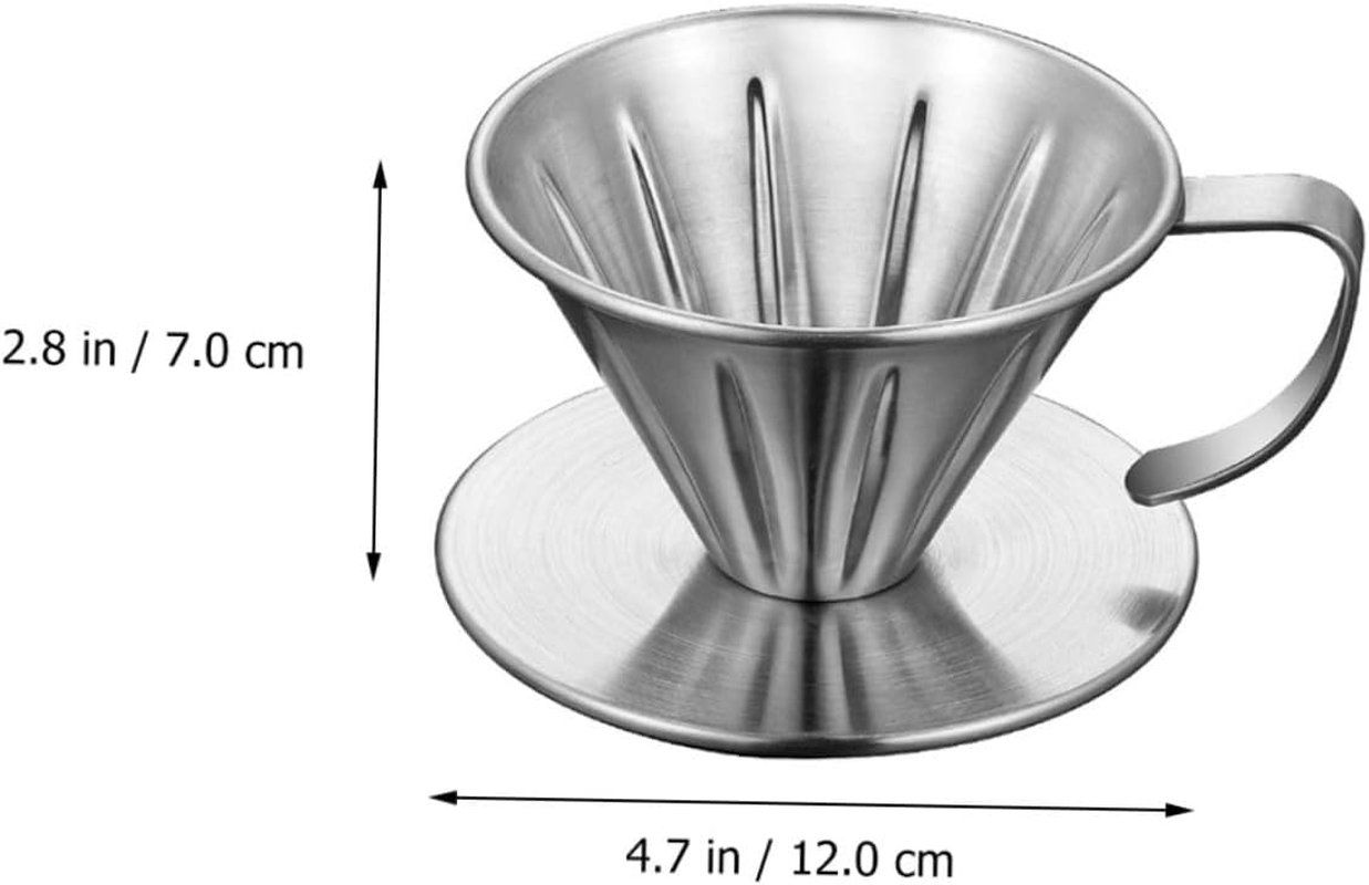 KONTONTY Stainless Steel Coffee Dripper Filter Funnel Handheld Tea Slag Funnel Reusable Coffee Strainer for Cups Brewing Easy to Clean Precision Filtering Tool image number 6