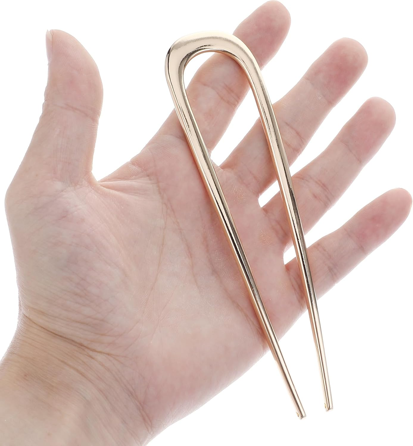 AOZUO 3 Pcs French Hair Pin, 5.5 Inch U-Shaped Large Hair Pins Metal Hair Stick 2 Prong Sticks Vintage French Twist Hair Fork Chignons Buns for Women Wedding Updo Hairstyles Top Knots Thick Hair image number 1