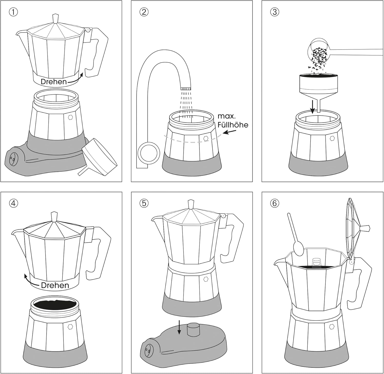 Cilio Classico Aluminium Electric Espresso Maker, 6 Cup Size, Red/Black image number 2