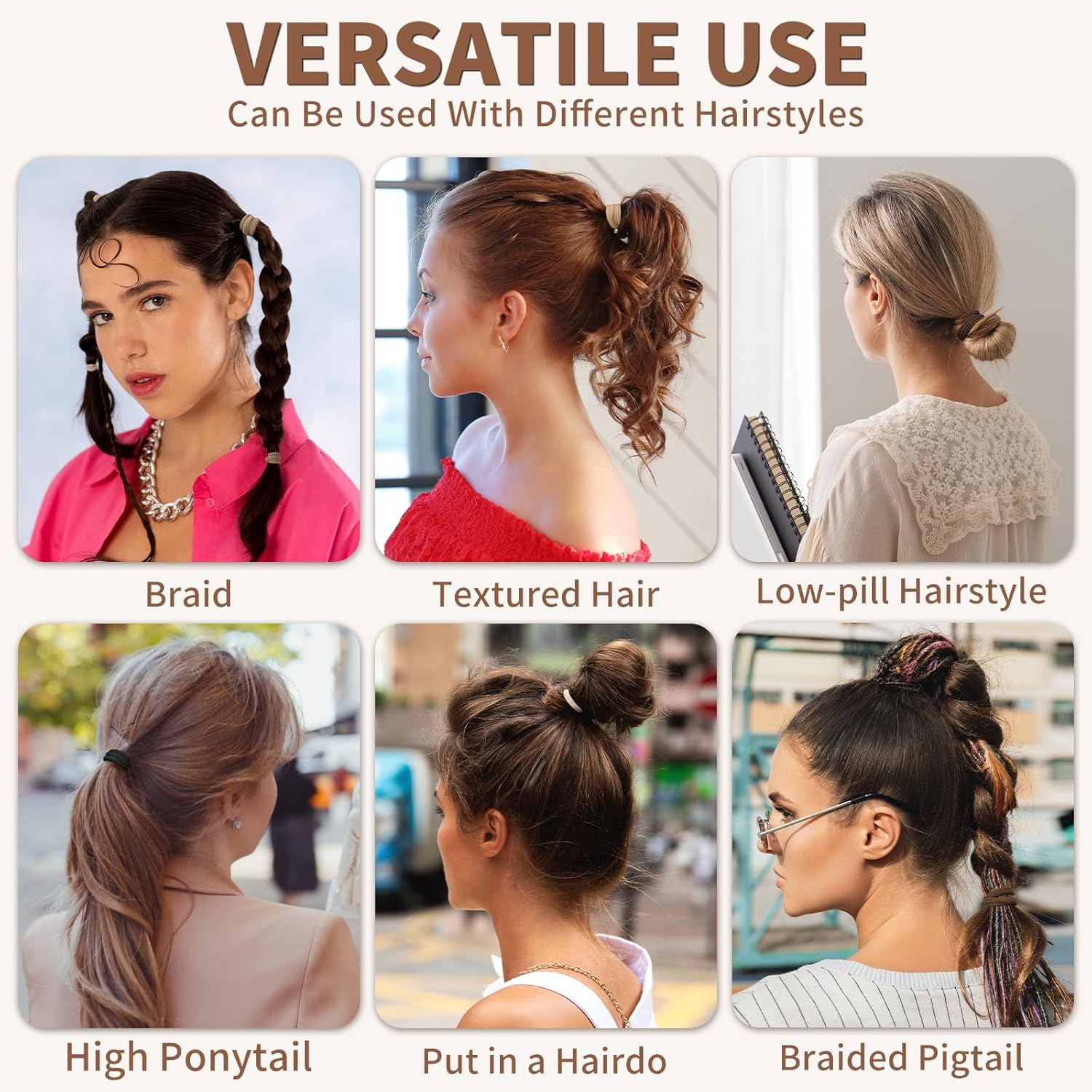 Mia Klein Hair Ties Black 100Count Extra Thick 5CM, Bulk Elastic Hair Bands for Thick Heavy Hair, Seamless Hair Accessories for Women, Girls, Ponytail Holder (Black)