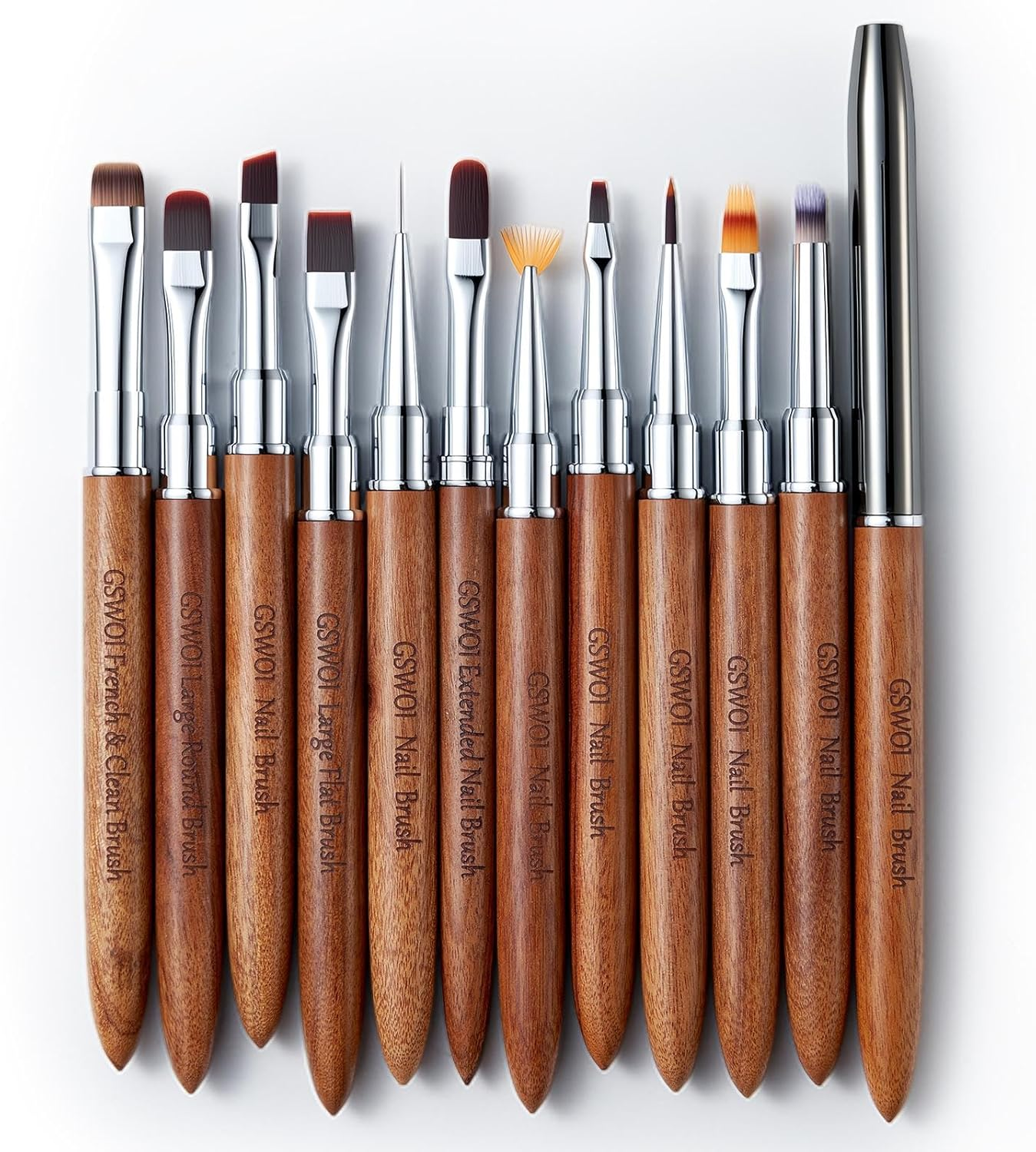 GSWOI Acrylic Nail Brush & French Tip Brush-Salon French Manicure Tool with Firm Flat Head,Streak-Free One Stroke Design,Nail Art Cleaning Brush - （F16）French Tip Brush image number 1