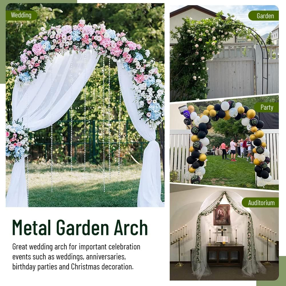 Newsmarts 7.9Ft Metal Garden Arch Army Green Garden Arbor for Climbing Plant Outdoor Wedding Party image number 6