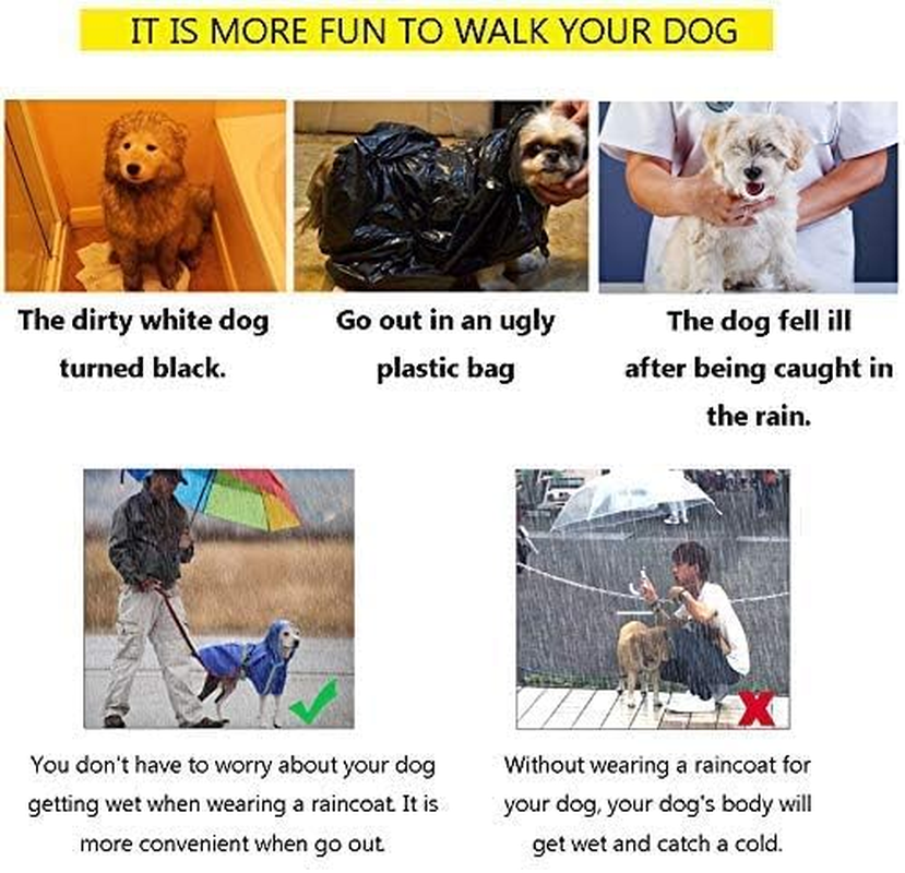 Feimax Dog Raincoats Rain Poncho Coat Waterproof Rain Jacket with Hood for Medium and Large Dogs, Lightweight Hoodies Pet Windproof for Outdoor Walking (S (Chest: 13.3'', Body 9.8''), Yellow) image number 2