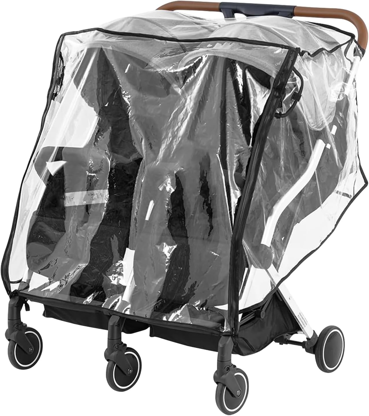 Double Stroller Rain Cover Universal Rain Cover for Side by Side Baby Stroller Stroller Raincoat Transparent Twins Stroller Cover Baby Outdoor Accessories for Outdoor image number 2