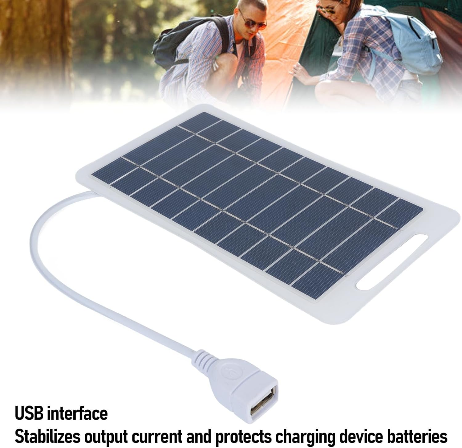 Portable Solar Panel, 9X16.5Cm USB Solar Panel Charger for Smartphones Tablets Cameras, Small Solar Charger for Camping Outdoor Backpacking image number 2