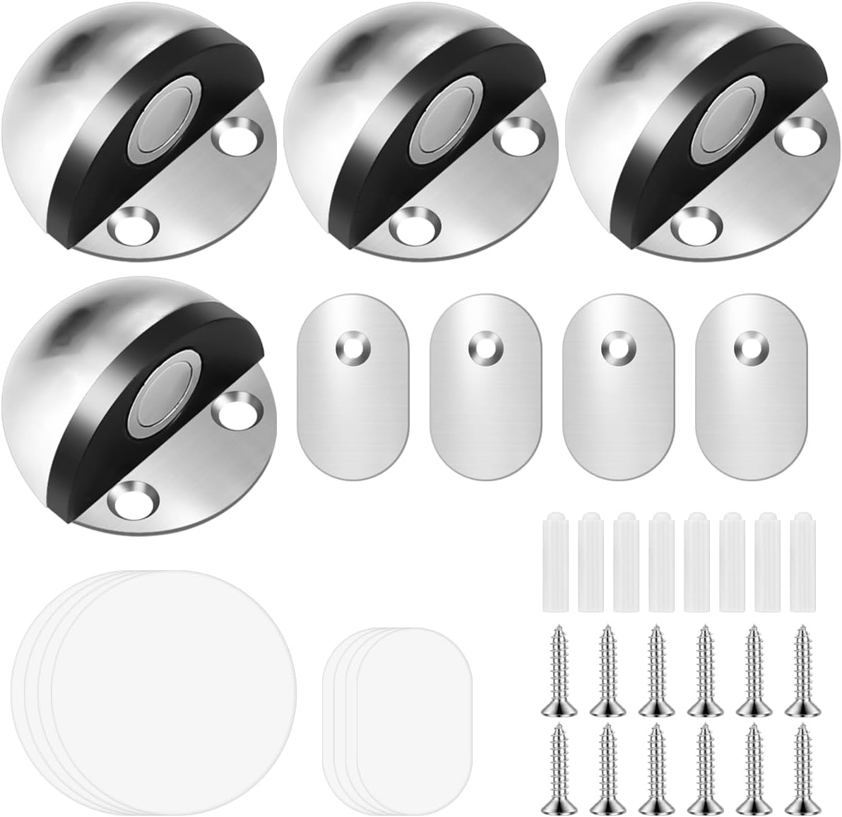 NILLOS Magnetic Door Stoppers, 4 PCS Floor Mounted Half Moon Door Stops for Home, Office, Wall Door Protection (1.77X0.98 In) image number 5