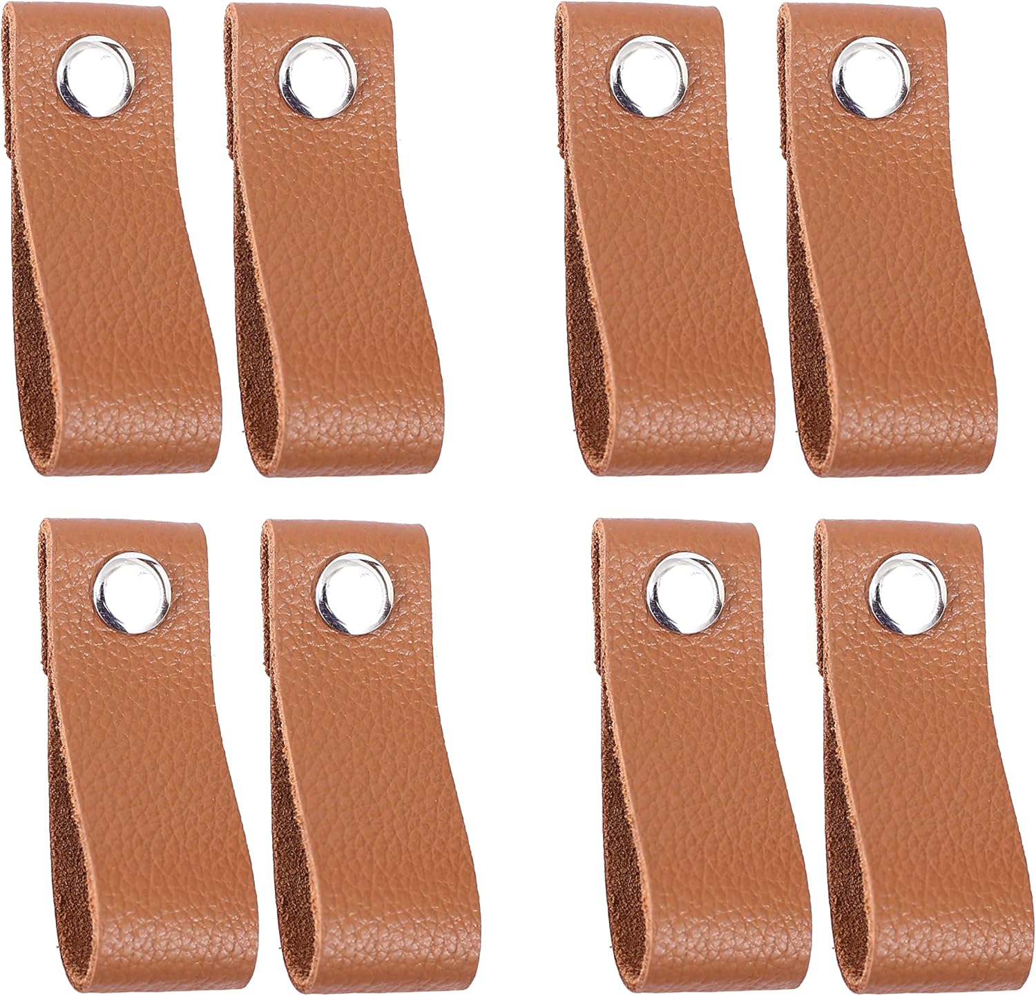 Lazakay Leather Drawer Pulls - 8 Pcs Leather Dresser Knobs, Handmade Pure Leather Handles for Cabinet, Doors and Drawers (Brown)