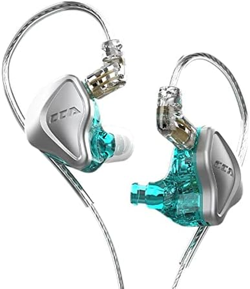 CCA NRA Electrostatic Drive In-Ear Earphone 1DD 1Estat Wired Earphone Hifi Sport Gaming Earbuds Headphones Compatibility for Phone Computer Tablet with Gift Set Cyan with Microphone image number 4