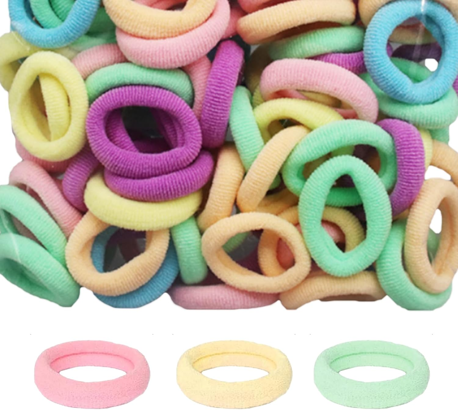Pack of 200 Girls Colourful Hair Bobbles Small Hair Bobbles Girls Elastic Hair Band Hair Band Baby Fine Hair (2 Cm) image number 2
