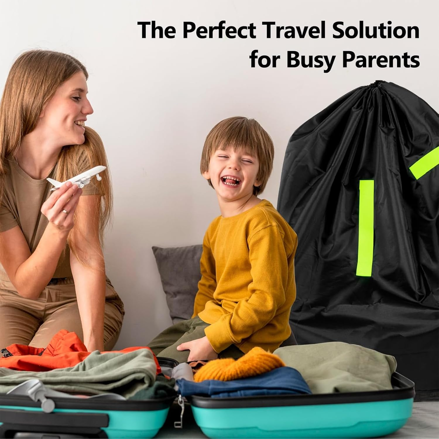 Car Seat Travel Bag，Stroller Bag for Airplane - Large Tear Resistant Gate Check Bag for Airplane，Fits Convertible Car Seats or Double Strollers，Durable Easy Carry Air Travel Water Resistant Protector image number 2