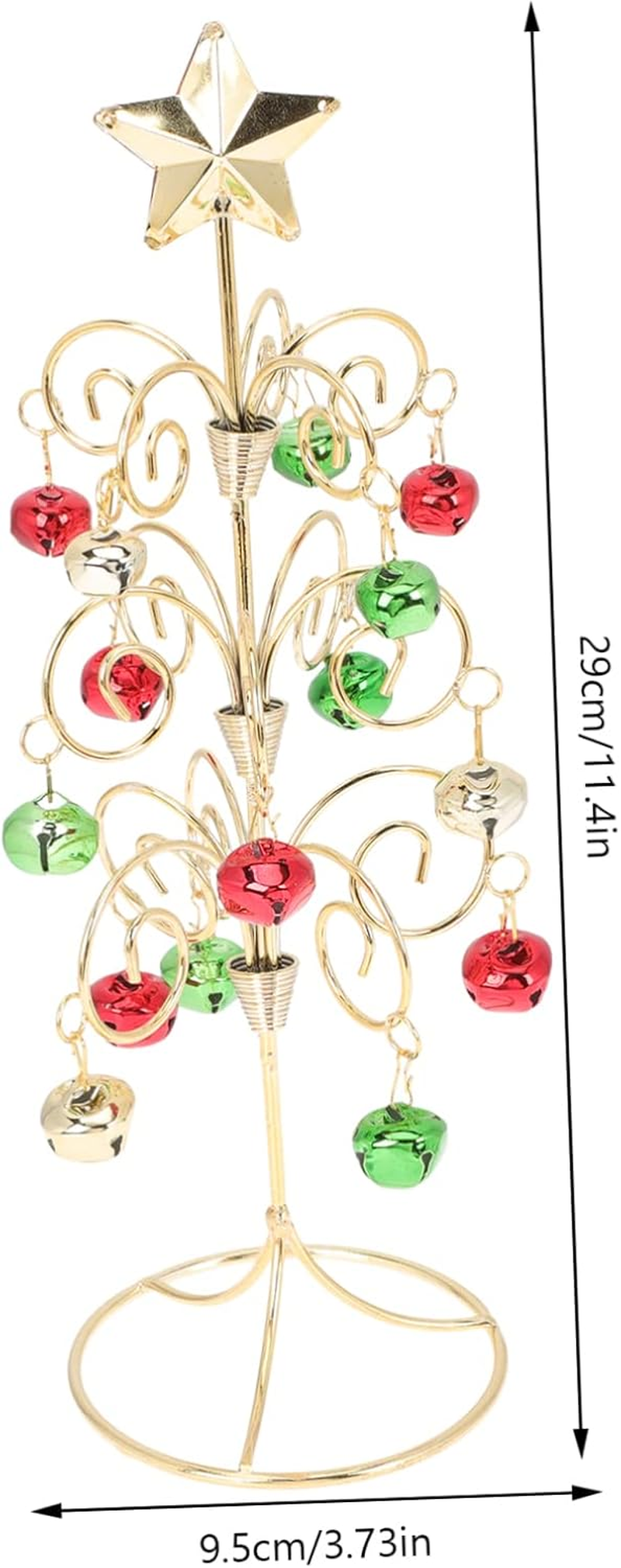 Mini Christmas Tree Ornament Iron Tabletop Xmas Tree Decor Bells and Ornaments Chic Holiday Adornment for Home Office Cafe and Restaurant image number 2