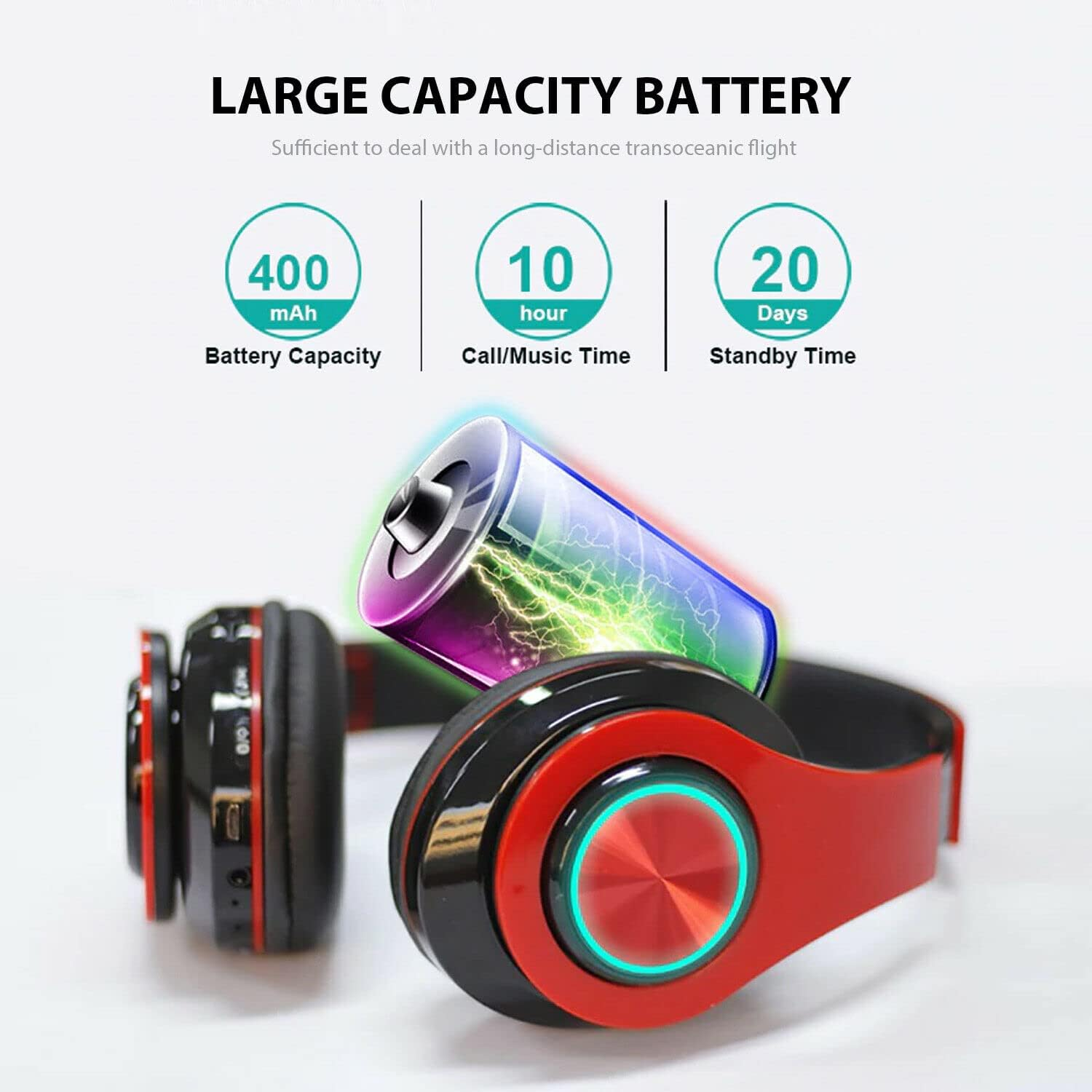 Bluetooth 5.0 Wireless Stereo Headphones Earphones (Black) image number 3