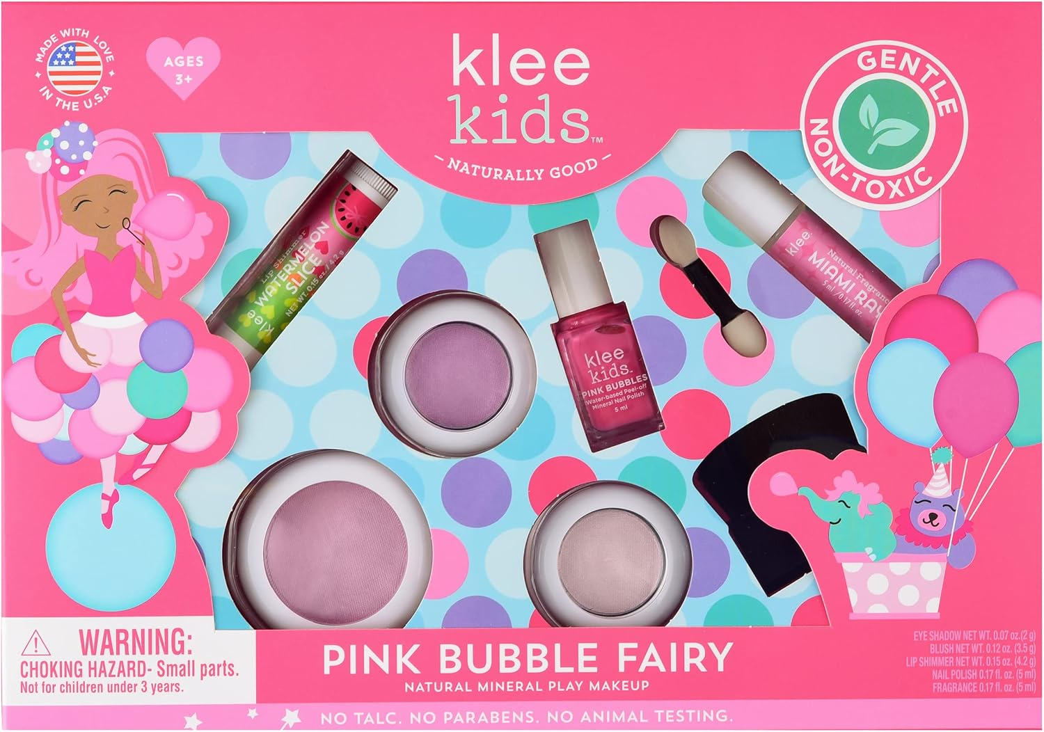 Luna Star Naturals Klee Kids Deluxe Play Makeup Kit. Gentle and Non-Toxic. Made in USA. (Pink Bubble Fairy) image number 4