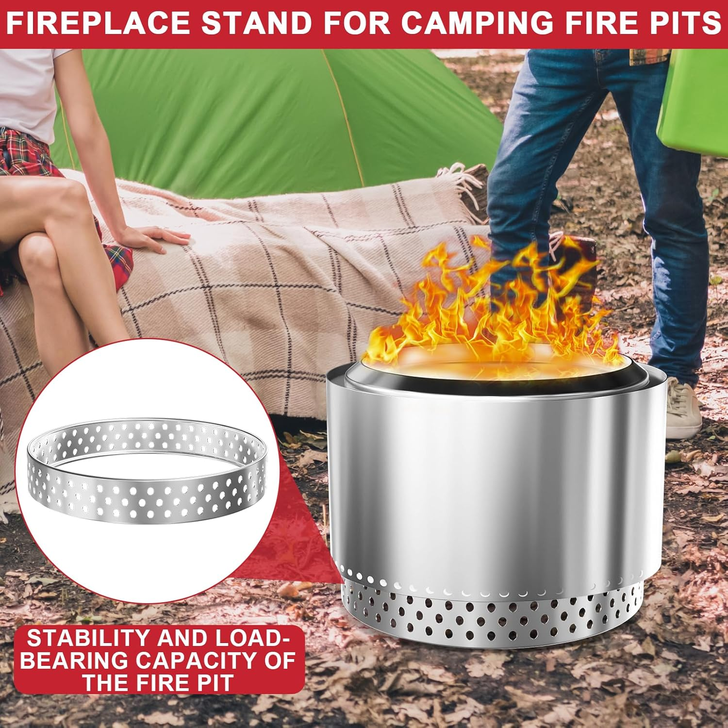 Fire Pit Stand for Solo Stove Bonfire, 19.5" Stainless Steel Firepits Base Accessories for Solo Stove Bonfire 2.0&1.0/Other 19.5" outside Camping Fireplace Stand image number 4