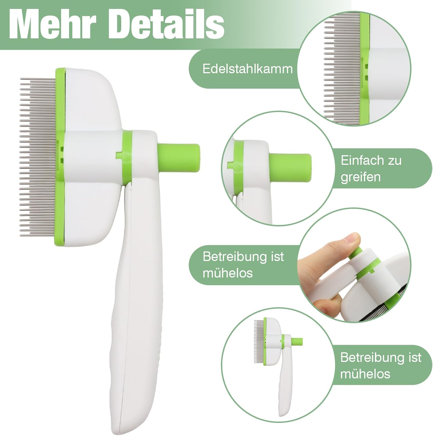 VEGCOO Pack of 2 Self-Cleaning Cat Comb, Rotating Comb for Cat and Dog Hair, Cat Comb Dog Combs, One Touch Cleaning, Removes Loose Hair image number 4