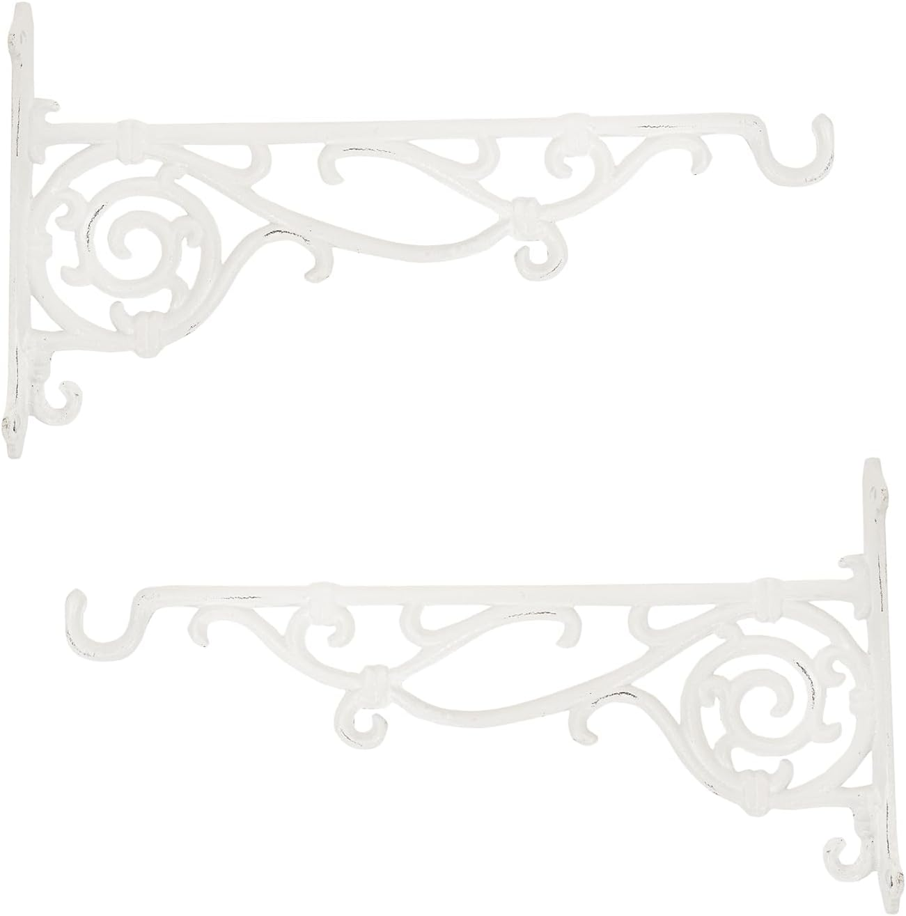 Sungmor Cast Iron Hanging Plant Bracket, 16.5" Large Outdoor Wall Plant Hangers, 2Pcs White Heavy Duty Hanging Basket Hooks, Decorative Hooks for Flower Pot, Lantern, Wind Chime, Hummingbird Feeder image number 4
