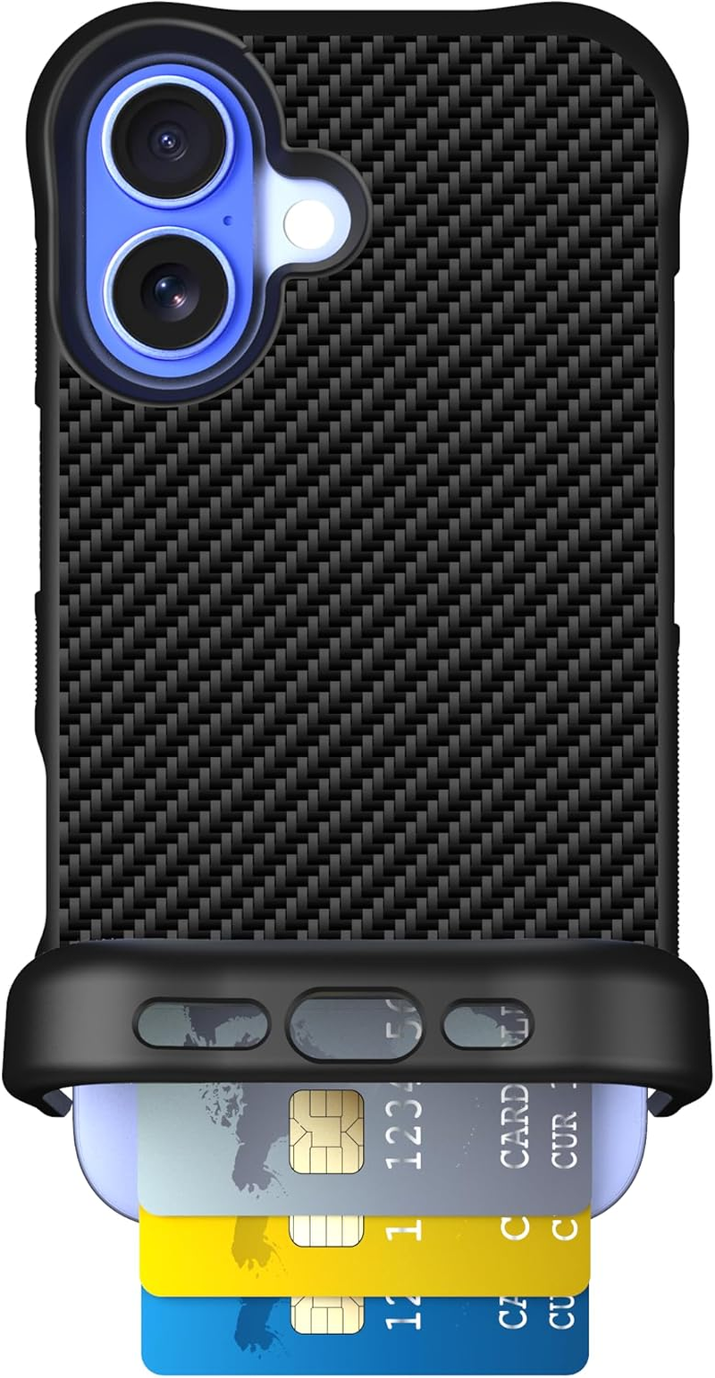 Scooch for Iphone 16 Pro Case with Card Holder, Wingmate Wallet Case with Hidden Card Slot and RFID Protection for up to 4 Cards, 10-Foot Drop Protection, Black