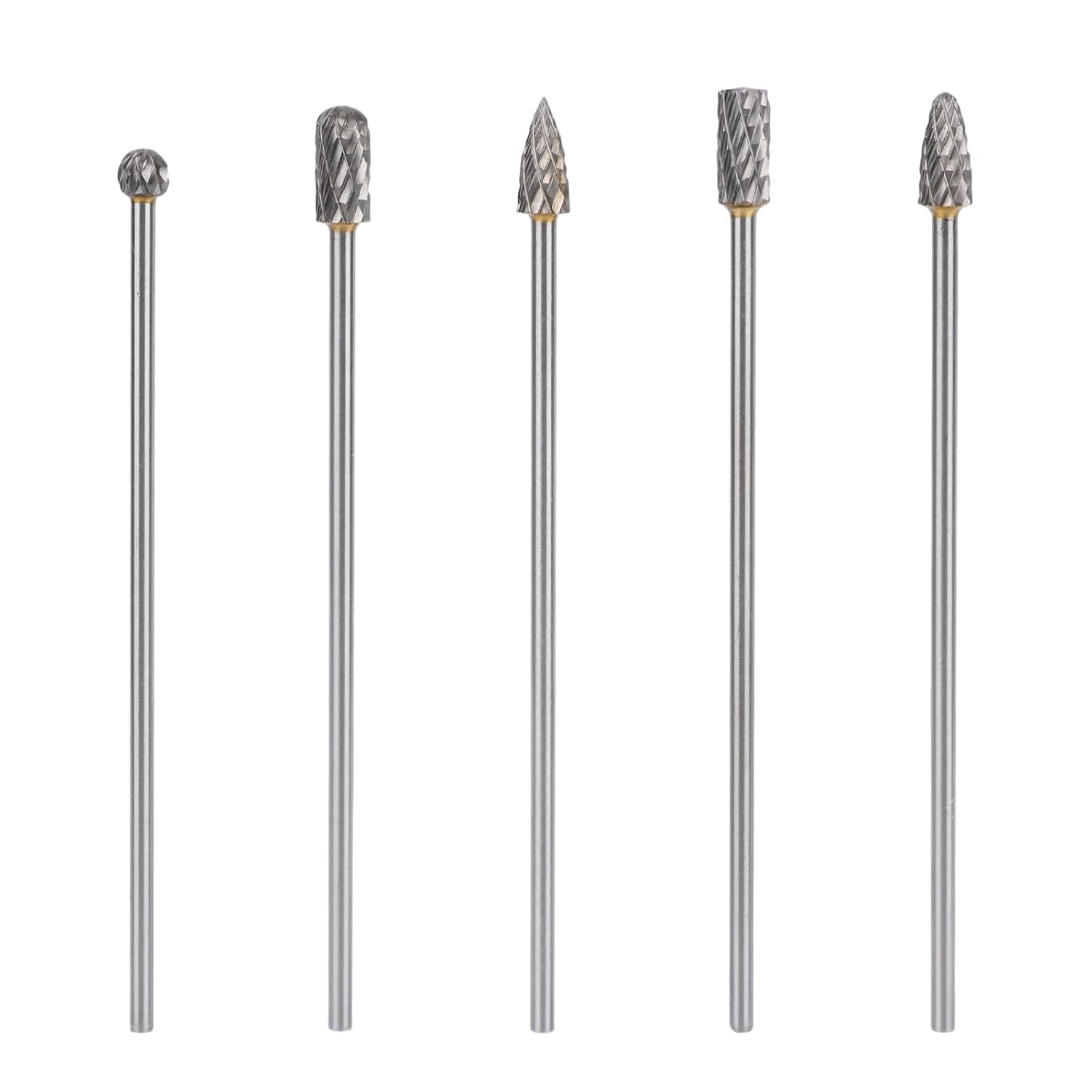 5Pcs Long Carbide Burr Set, Die Grinder Bits Tungsten Steel Carbide Drill Bits Rotary File Attachment for Metal Cutting Grinding Cylinder Head Porting Engine Intake/Exhaust Manifold image number 4