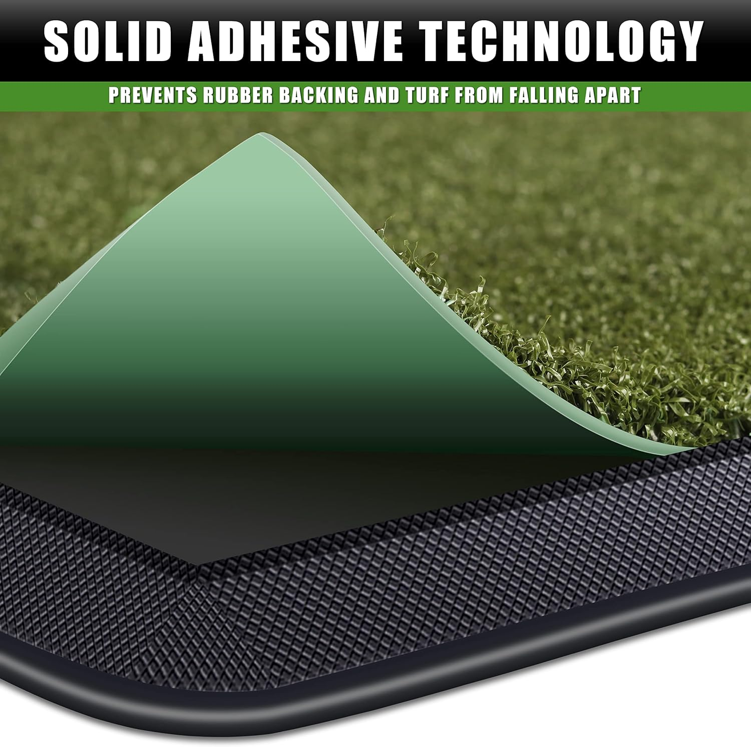 CHAMPKEY Premium Synthetic Turf Golf Hitting Mat | Heavy Duty Rubber Base Golf Practice Mat | Come with 1 Rubber Tee and 9 Plastic Tees image number 3