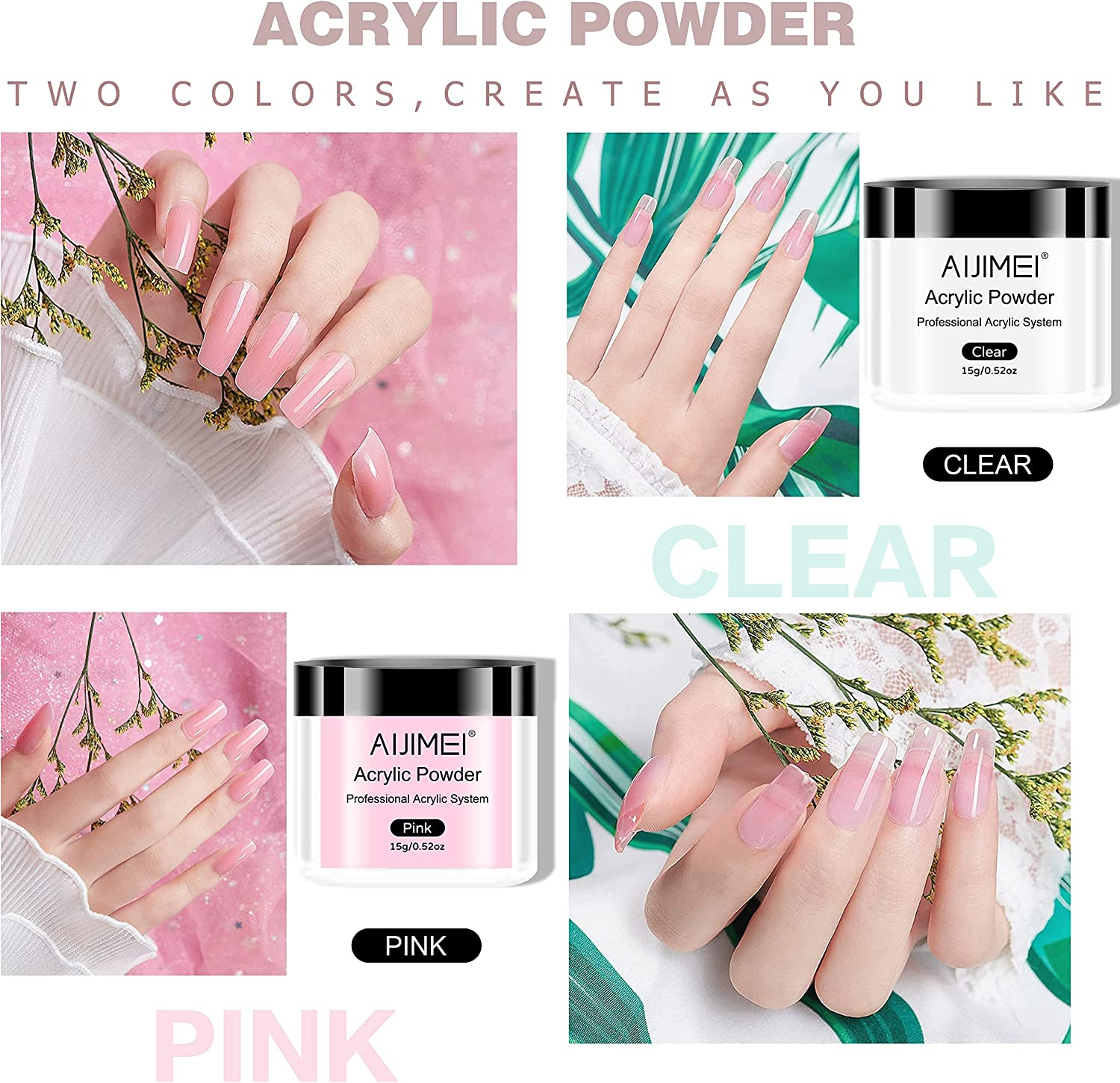 AIJIMEI Acrylic Powder Nail Kit with Professional Liquid Monomer, Brush Cleaner, and Tools Set for Nail Extension System image number 3