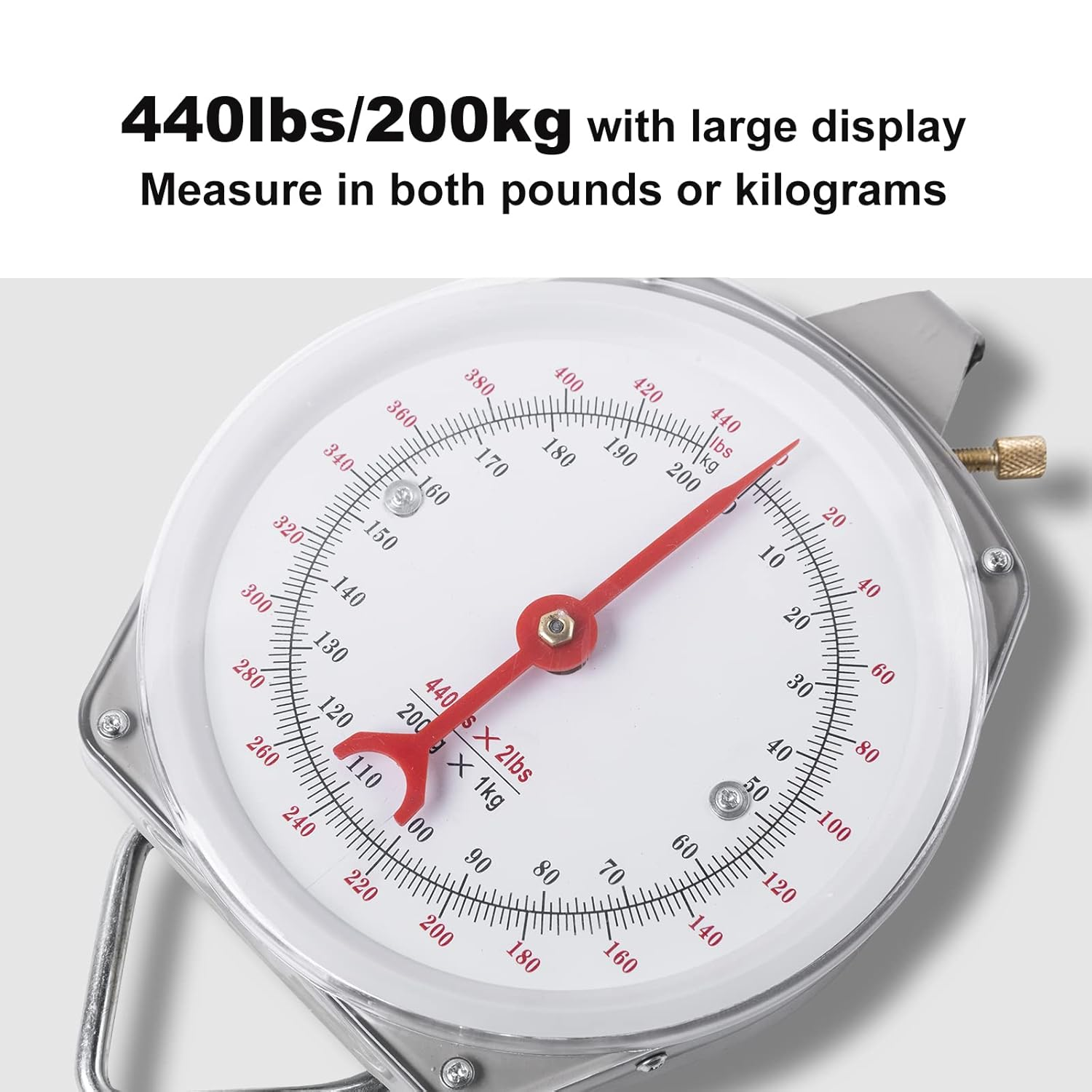 Mechanical Hanging Scales 440Lb/200Kg, Calf Sling and Hanging Weight Scale 2 in 1 Kit, Weighing Sling for Calves Lambs Goats Newborn Livestock Dogs, High Accuracy Spring Dial Weight Scale image number 3