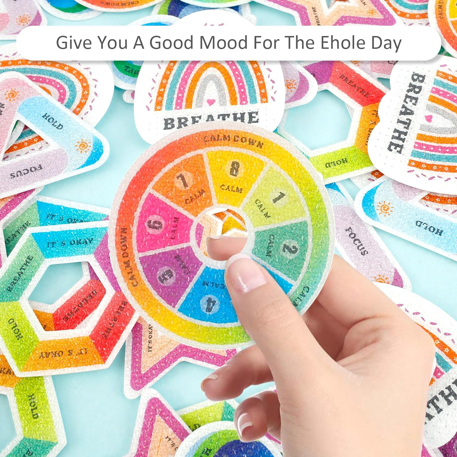 48 Pcs Calm Stickers for Anxiety Sensory Stickers, 6 Styles Textured Stickers Cute Reusable Sensory Stickers with Strong Adhesive Backing Funny Calming Stickers for Adults Kids School Classroom image number 1