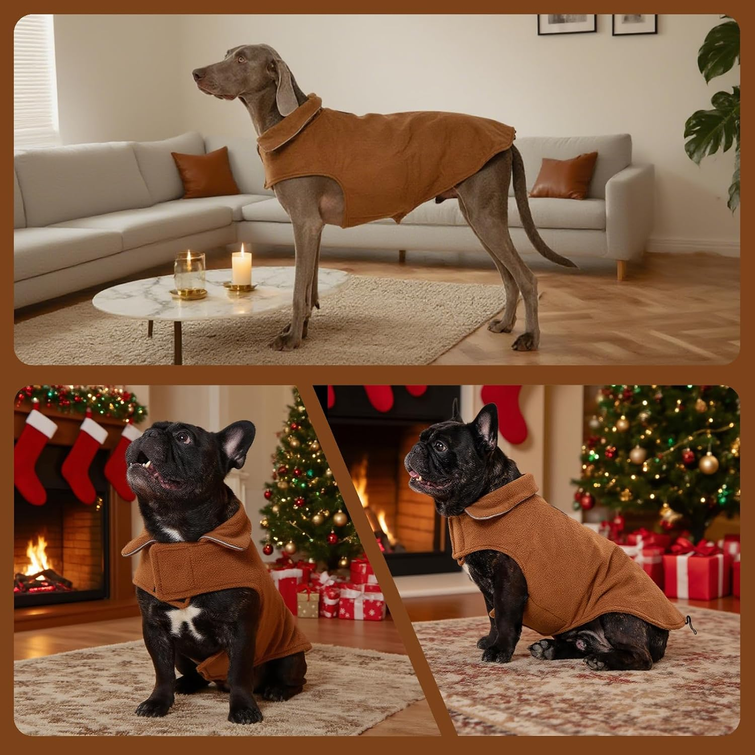 Windproof Winter Warm Fleece Dog Coat Jacket Reflective Soft Pet Dog Vest Apparel Overcoat for Small Medium Large Breeds for Cold Weather Leash Access image number 2