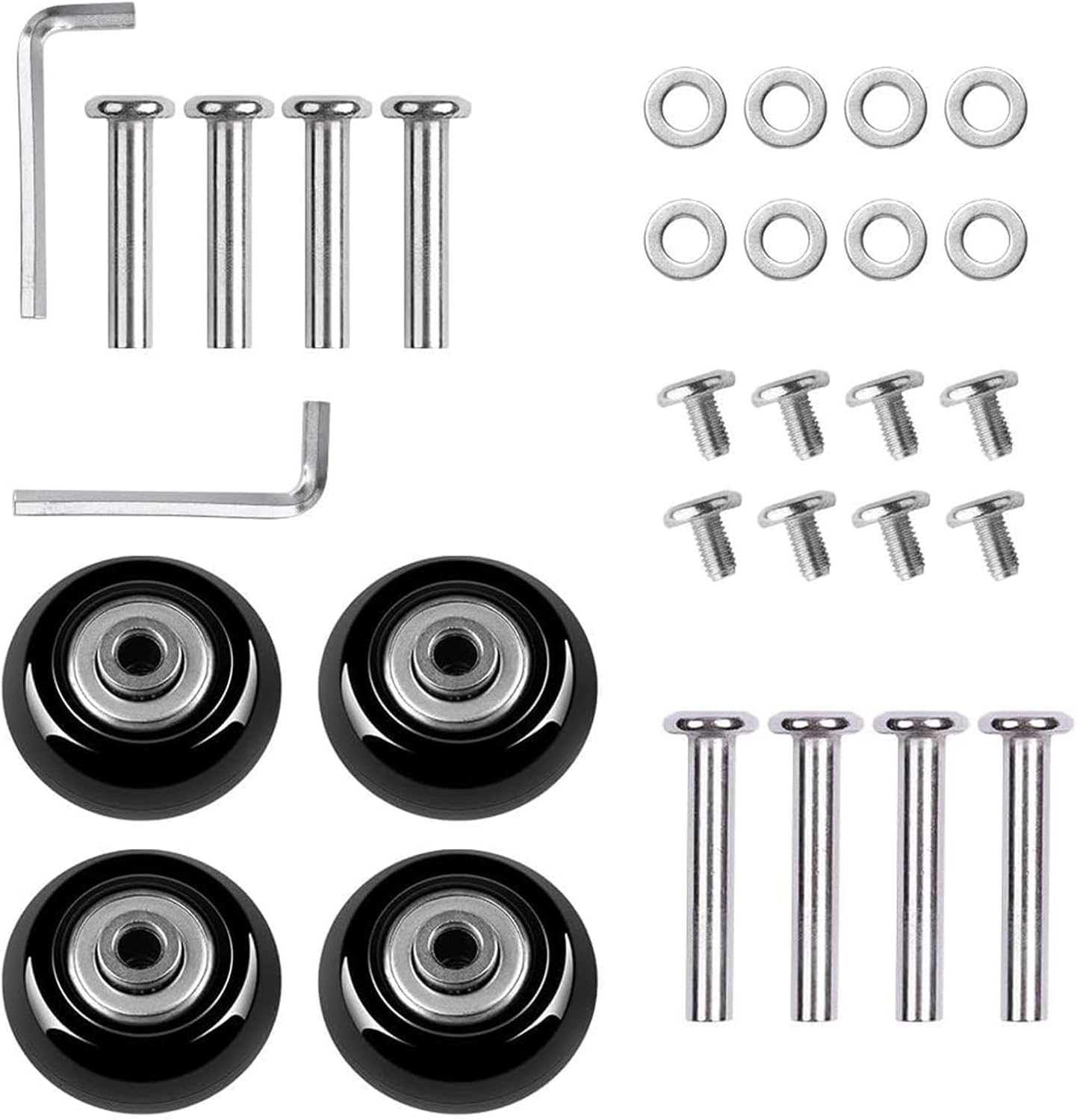 4-Pack Luggage Suitcase Replacement Wheels, 50Mm X 18Mm Rubber Swivel Caster Wheels Repair Kits for Suitcase Inline Skate Caster Board image number 5