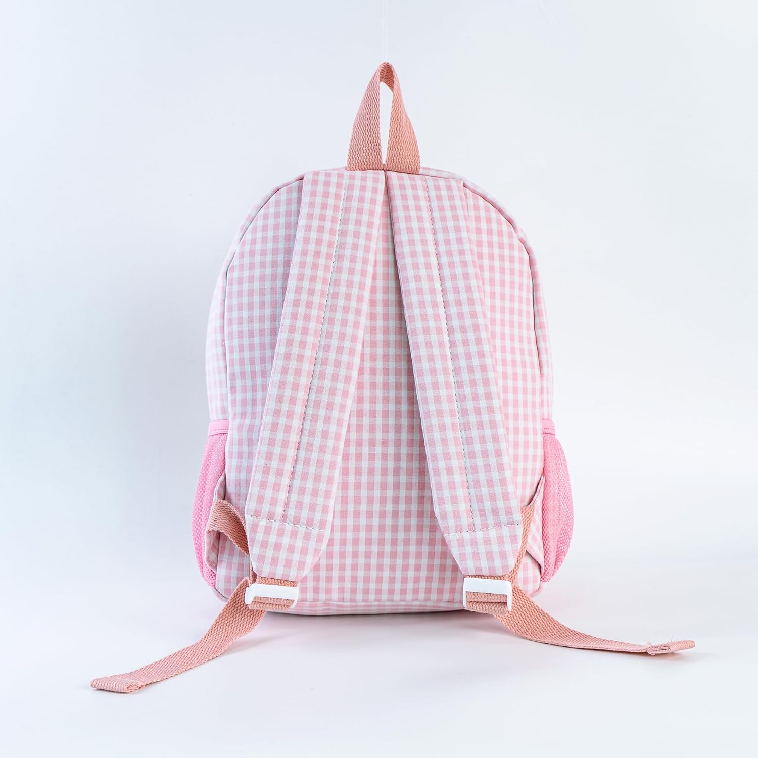MT WORLD Daycare Backpack Personalized Checkered Seersucker Backpack with Embroidered Name