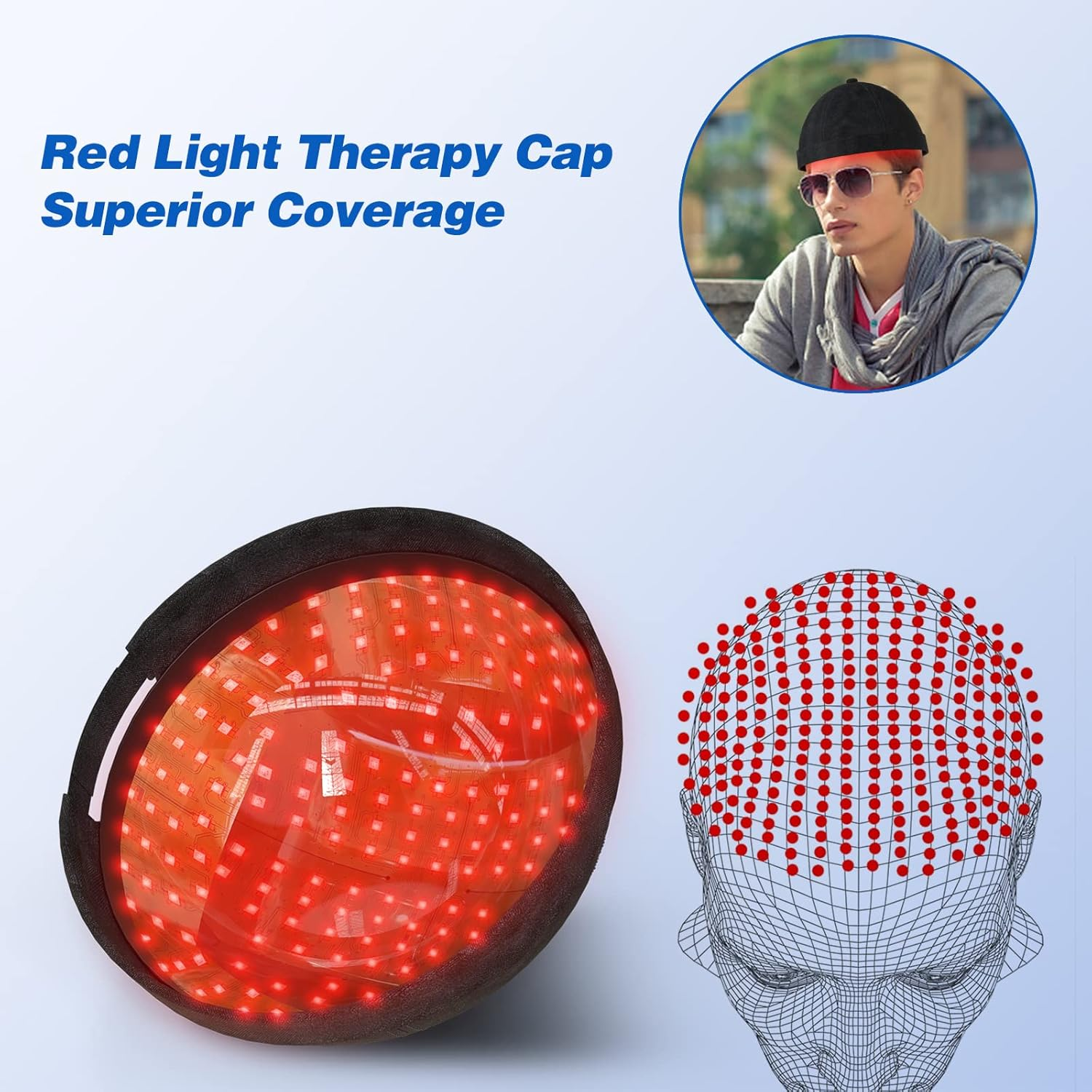 KTS Red Light Therapy Hair Growth Helmet, 236 Diodes Hair Growth Cape, FDA Cleared Hair Growth Device, Hair Loss Treatment for Men and Women Thinning Hair, Restore Hair Thickness image number 2