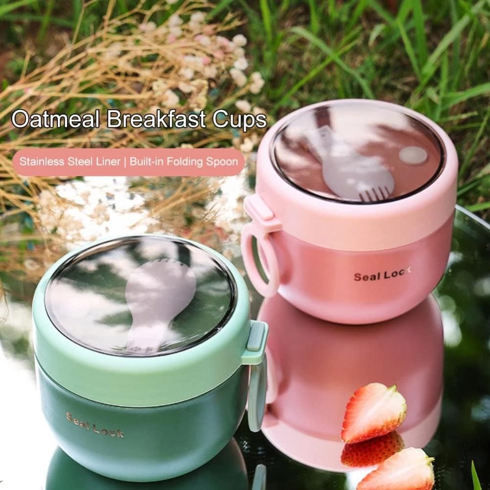 Lunch Box Thermal Food Flask Stainless Steel Insulated Food Soup Jar Container #Pink - Pink image number 3