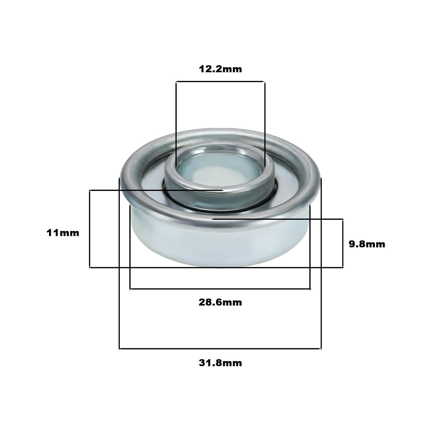 4Pcs Wheel Bearings Lawn Tractors Bearing Mower Wheel Bearing Lawnmowers Wheel Steel Bearing 28.6Mm OD 12.7Mm ID Silver image number 5