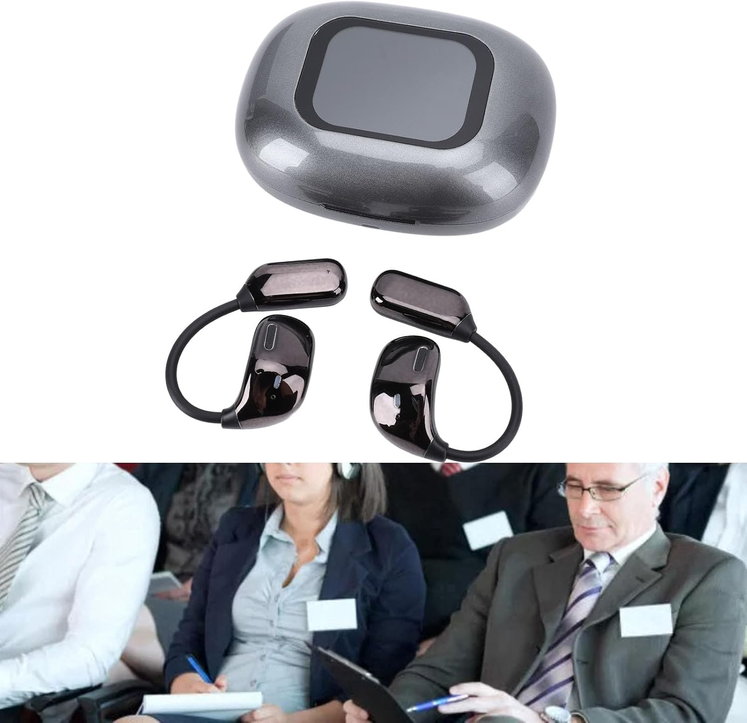 Yechiry Language Translator Device, JM16 AI 80 Languages BT Noise Cancelling Rain Proof Wireless Translation Earphone, Real Time Two Way for Business Settings image number 4