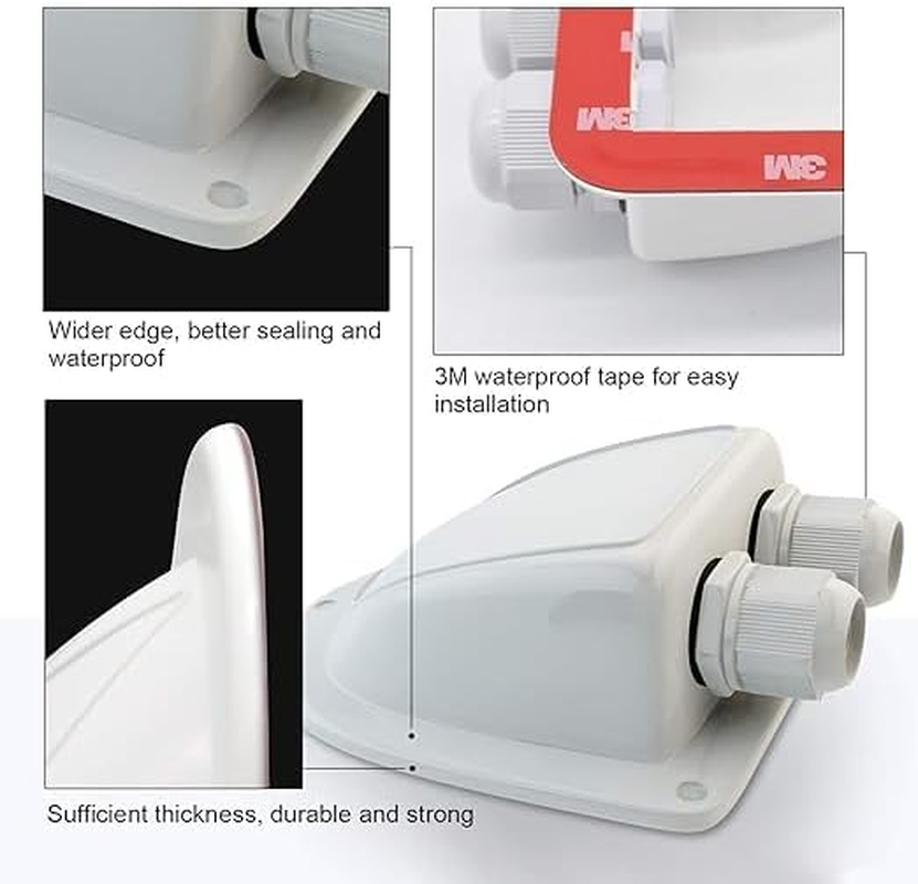 FARLINK ABS Solar Double Cable Entry Gland for All Cable Types 2Mm&sup2; to 6Mm&sup2; for Solar Panels on RV Camper Van Travel Trailer Boat Cabin-White image number 3