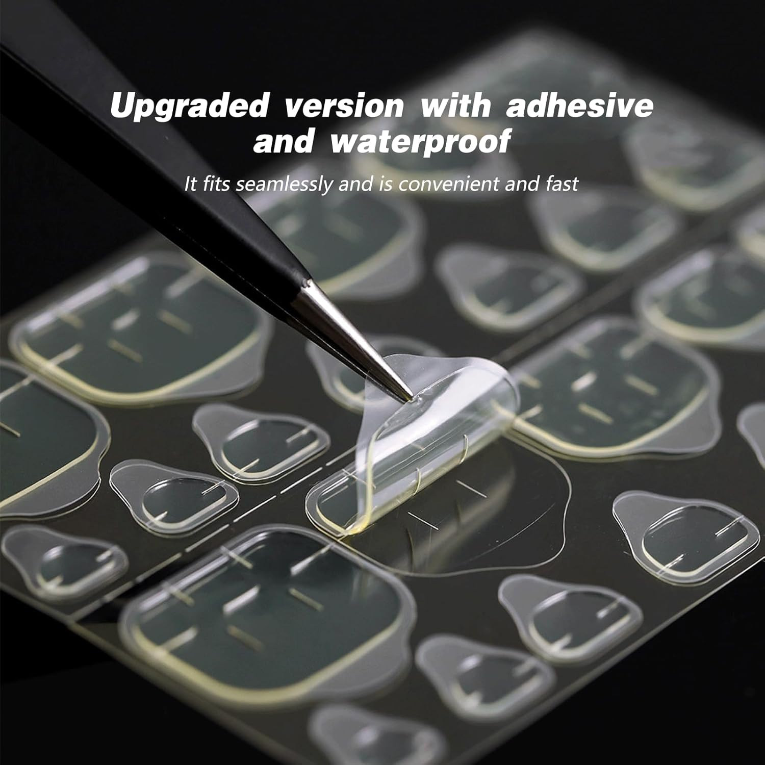 40 Sheets Transparent Nail Adhesive Tabs, Super Sticky Transparent Flexible for Manicure，Waterproof Breathable Jelly Double Sided Adhesive Tabs(960 Pieces)