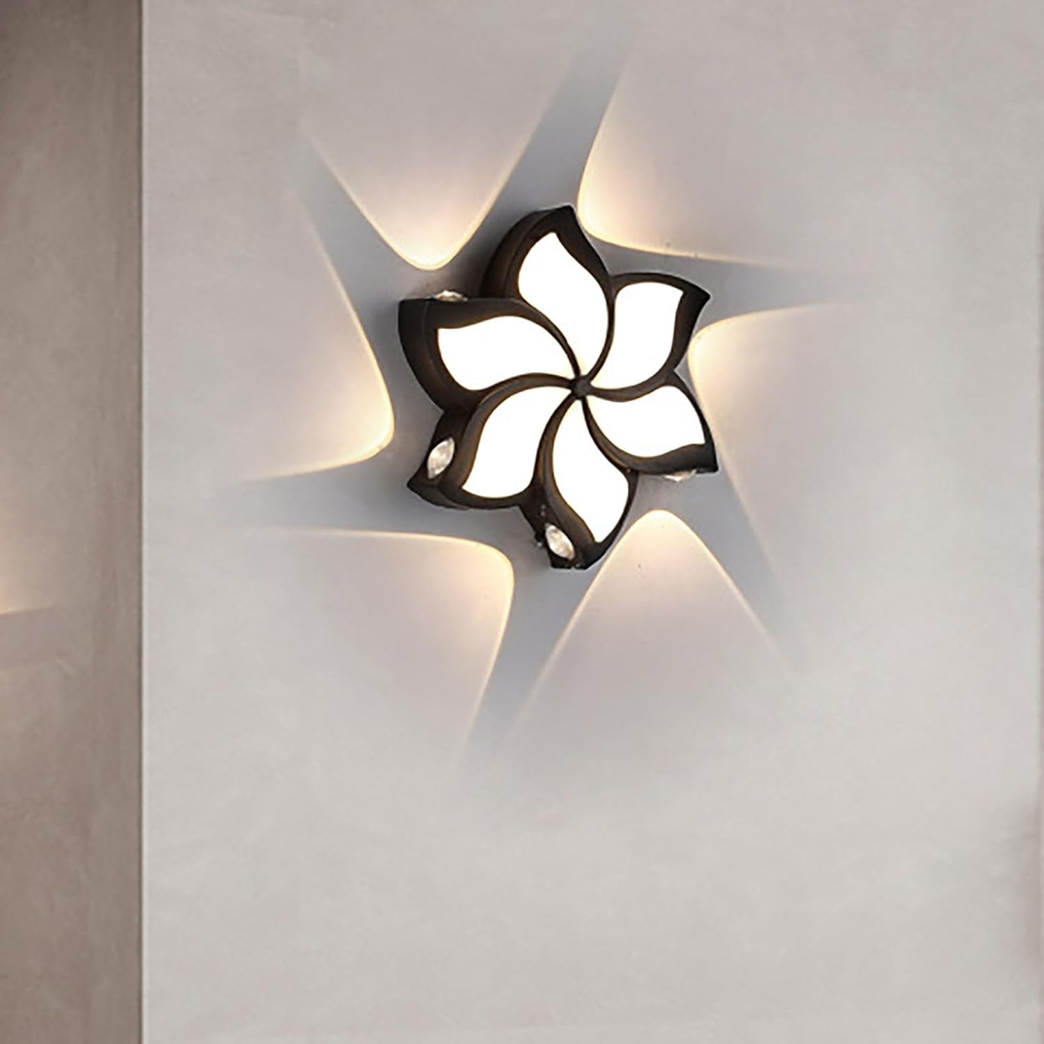 LED Children'S Room Wall Lights 24W 6500LM Mordern Aluminum Wall Sconce Creative Petals Design Acrylic Wall Lamp 5 Lights Flower Shape for Living Room Dining Room &Oslash; 18CM (Warm Light 3000K,White) XXZ image number 4