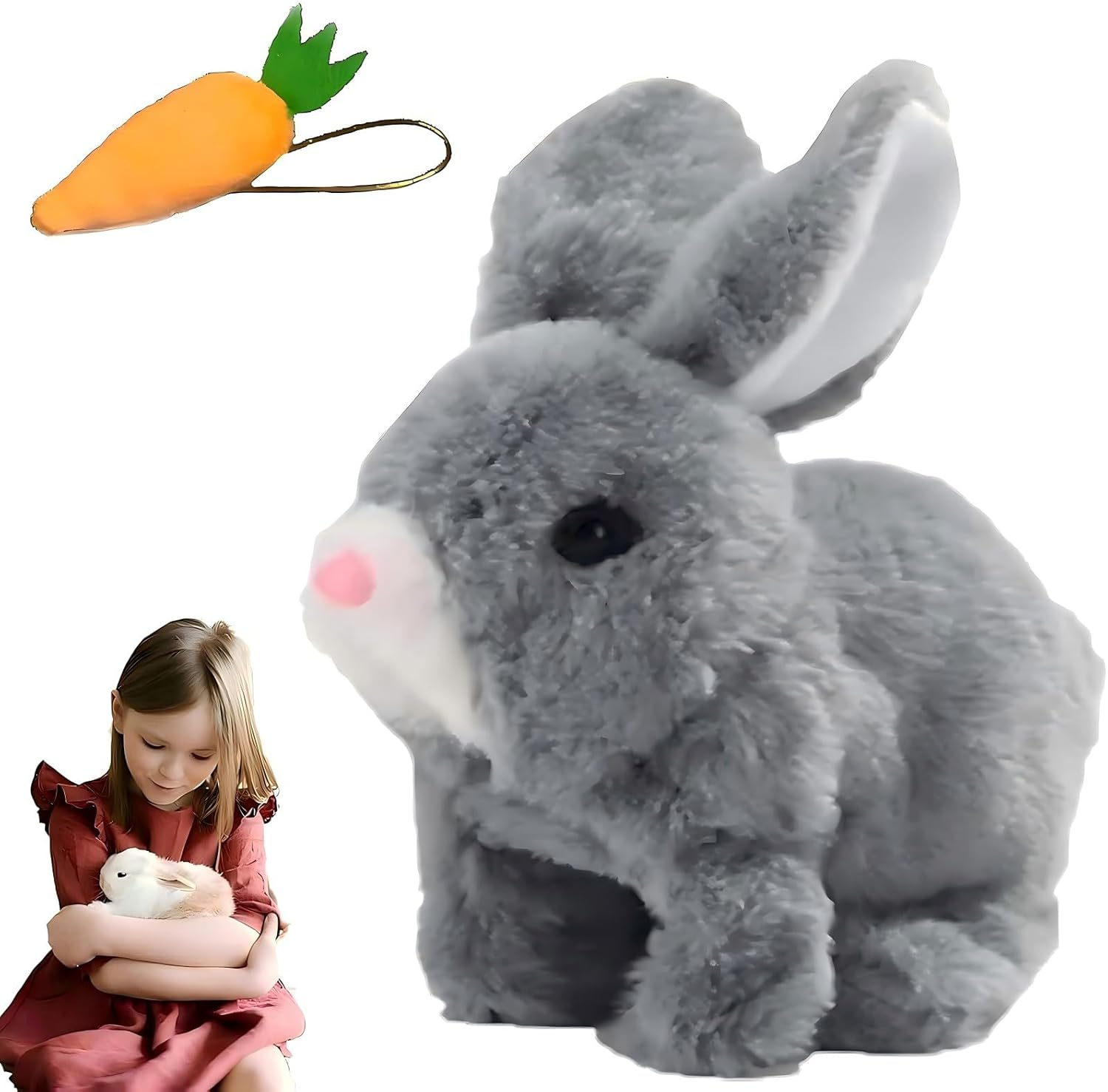 Bunby Cute - Easter My Realistic Bunny Toy for Kids, Interactive Realistic Rabbit Toy - Jumping, Twitching, and Shaking Ears, Bunny Toys, Bunbi (Brown)
