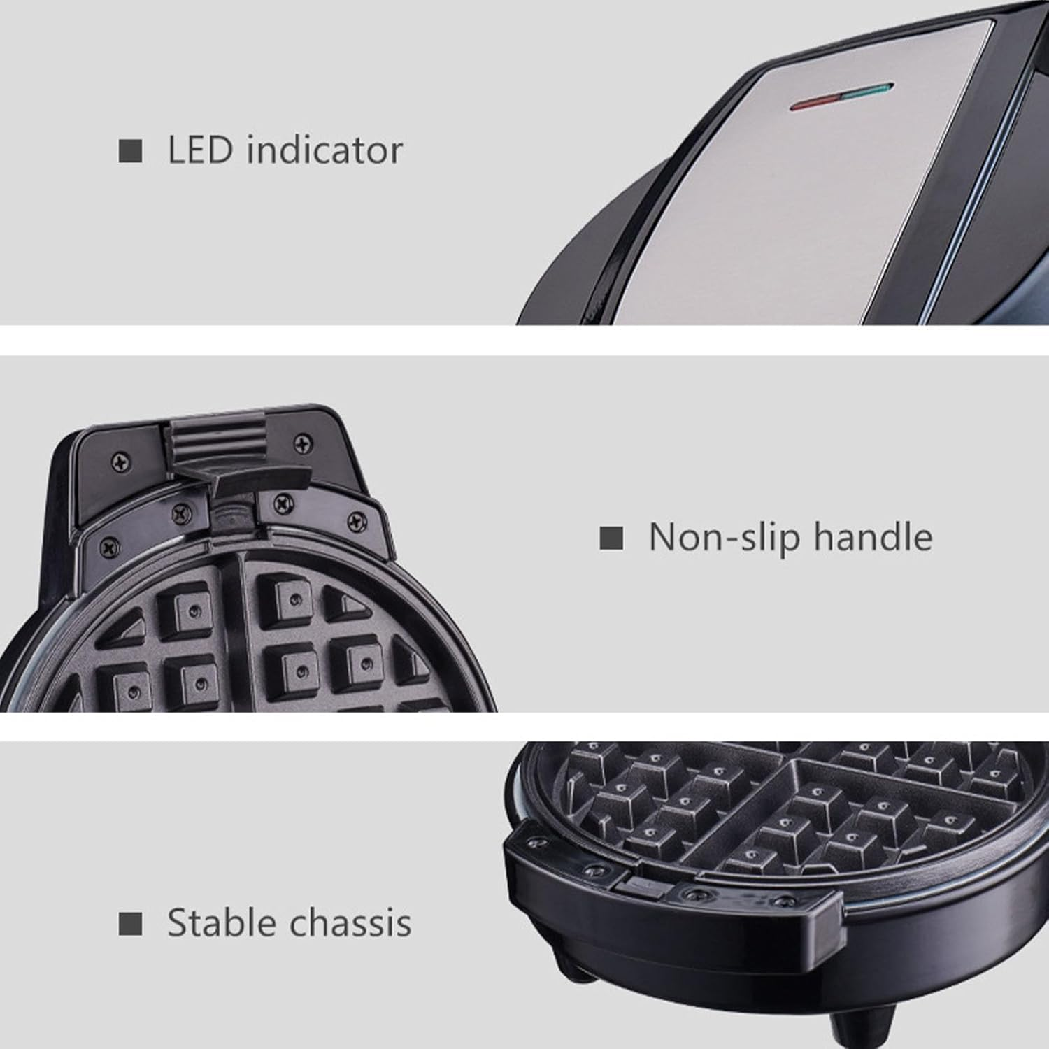 Waffle Maker 3 in 1 Detachable Baking Plates Non Stick Plates with LED Display round Waffle Doughnut Cartoon Cake Sandwich Maker 600W image number 5