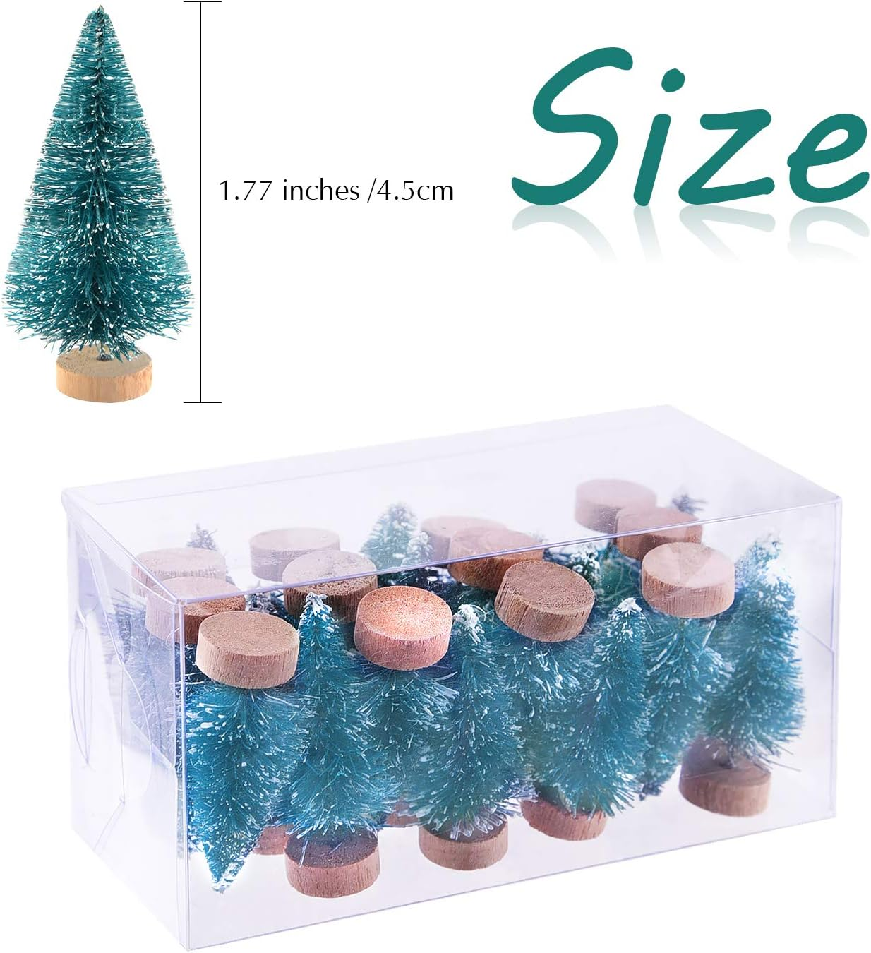 KUUQA 24Pcs Mini Sisal Trees Bottle Brush Trees Mini Pine Trees with Wood Base Snow Frosted Trees Winter Snow Ornaments Tabletop Trees for Christmas Decorations DIY Room Decor Diorama Models image number 4